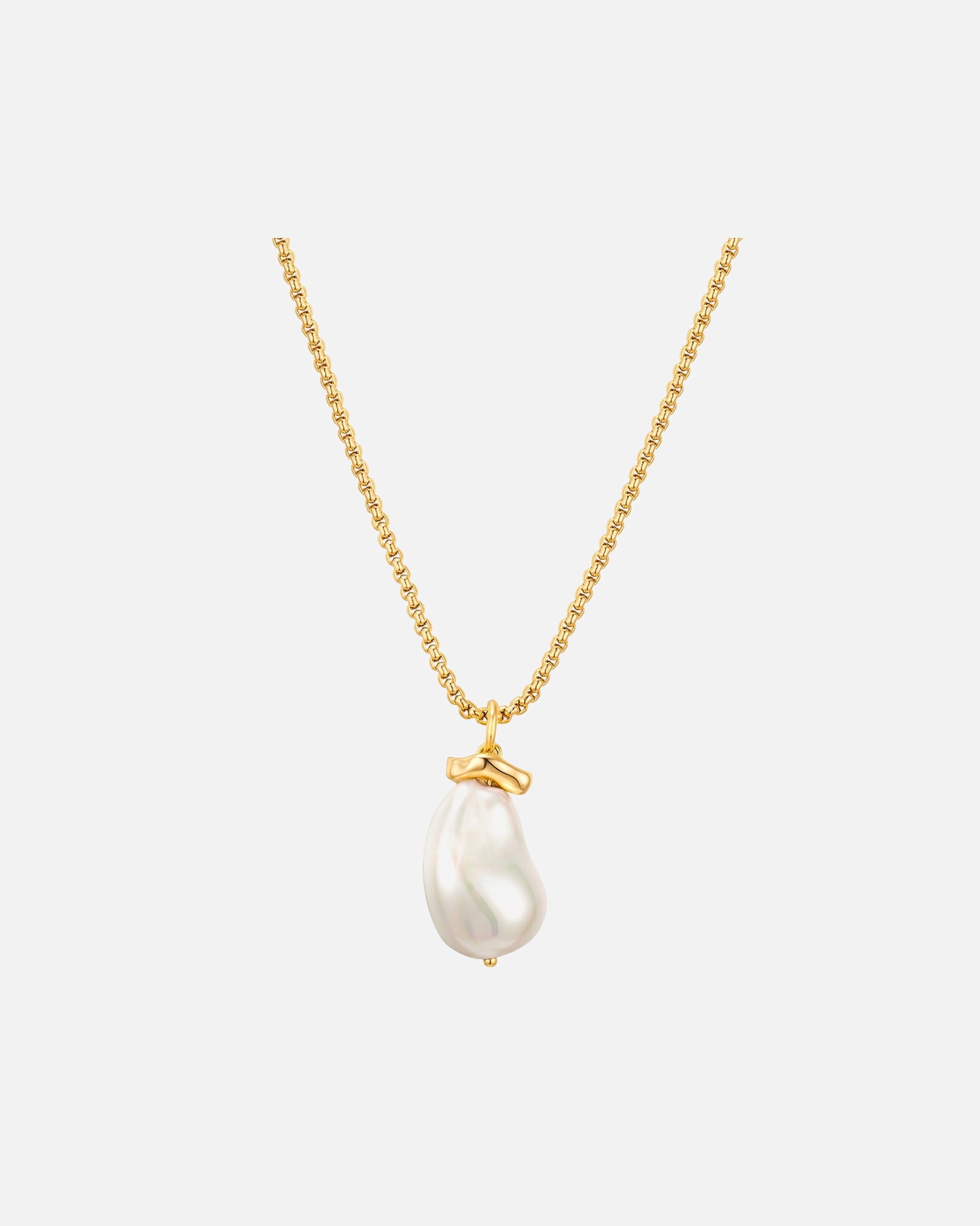 Halskette für Weiblich Yokoamii Halskette Metall Muschelkernperle in Gelbgold 48,0 cm Basiskette + 5,0 cm Verlängerung