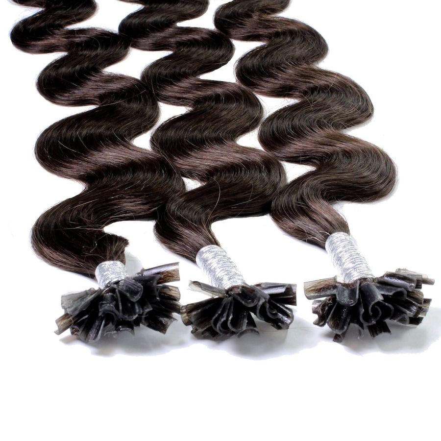 hair2heart Bonding Extensions Echthaar #5/0 Hellbraun 1g 60cm Schwarz Damen