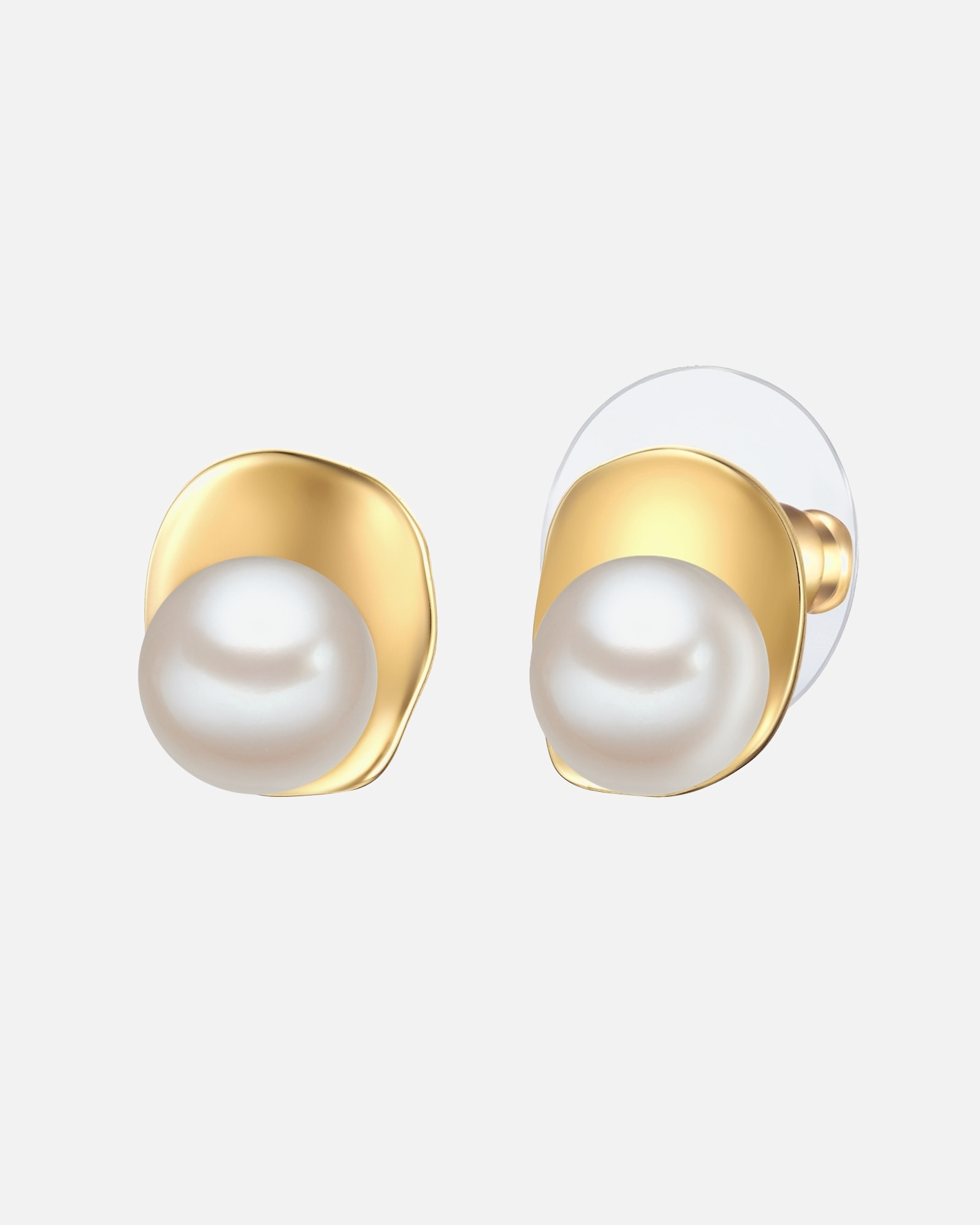 Ohrringe für Weiblich Yokoamii Ohrstecker Metall Süßwasser-Zuchtperle in Gelbgold 11,6 mm