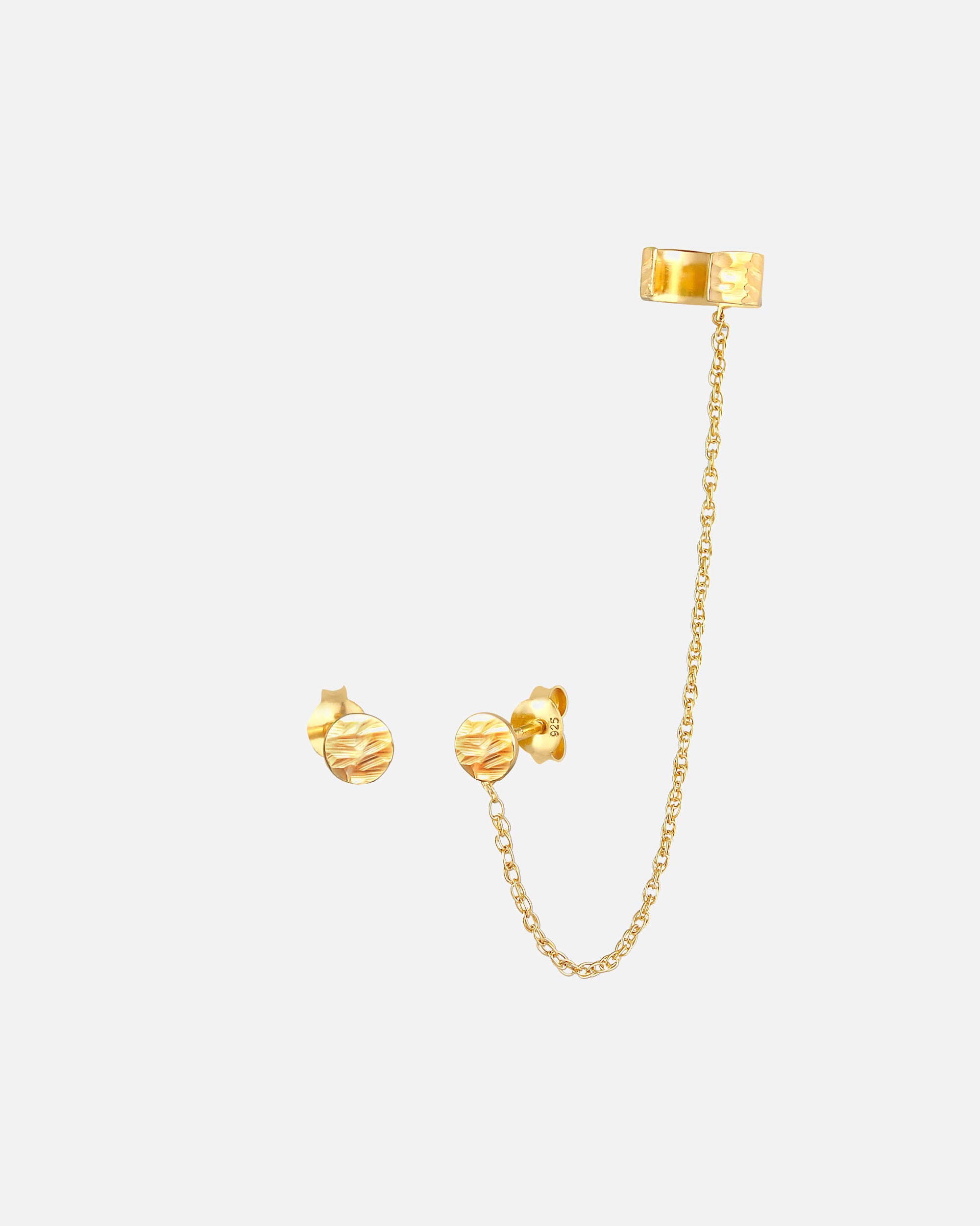 Ohrringe für Weiblich Elli Earcuff Stecker Rund Organic Struktur 925 Silber goldfarben