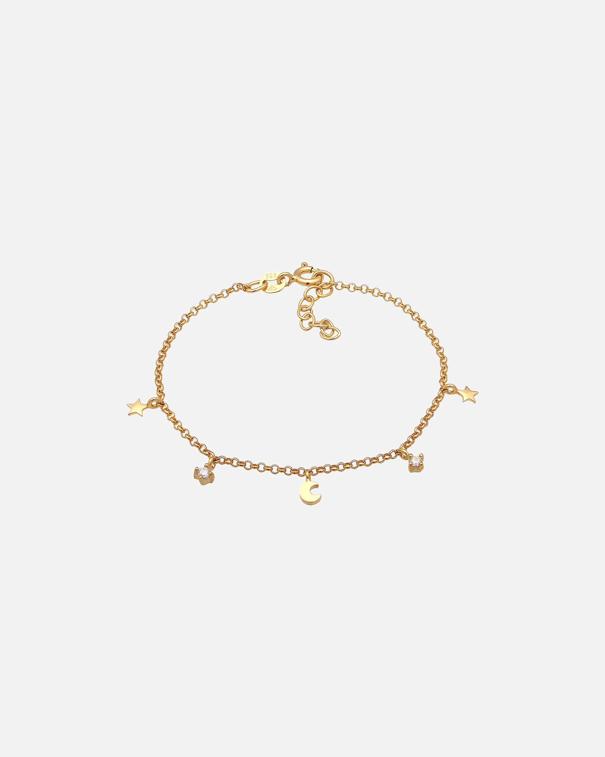 Armband für Weiblich Elli Kinder Stern Mond Zirkonia 925 Silber goldfarben