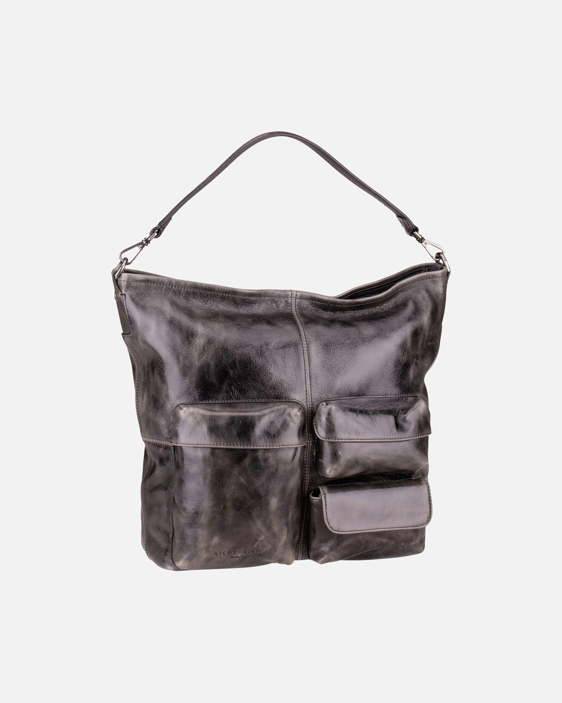 Handtasche für Weiblich Liebeskind Handtasche Lack Archive LK Hobo M Dark Stone