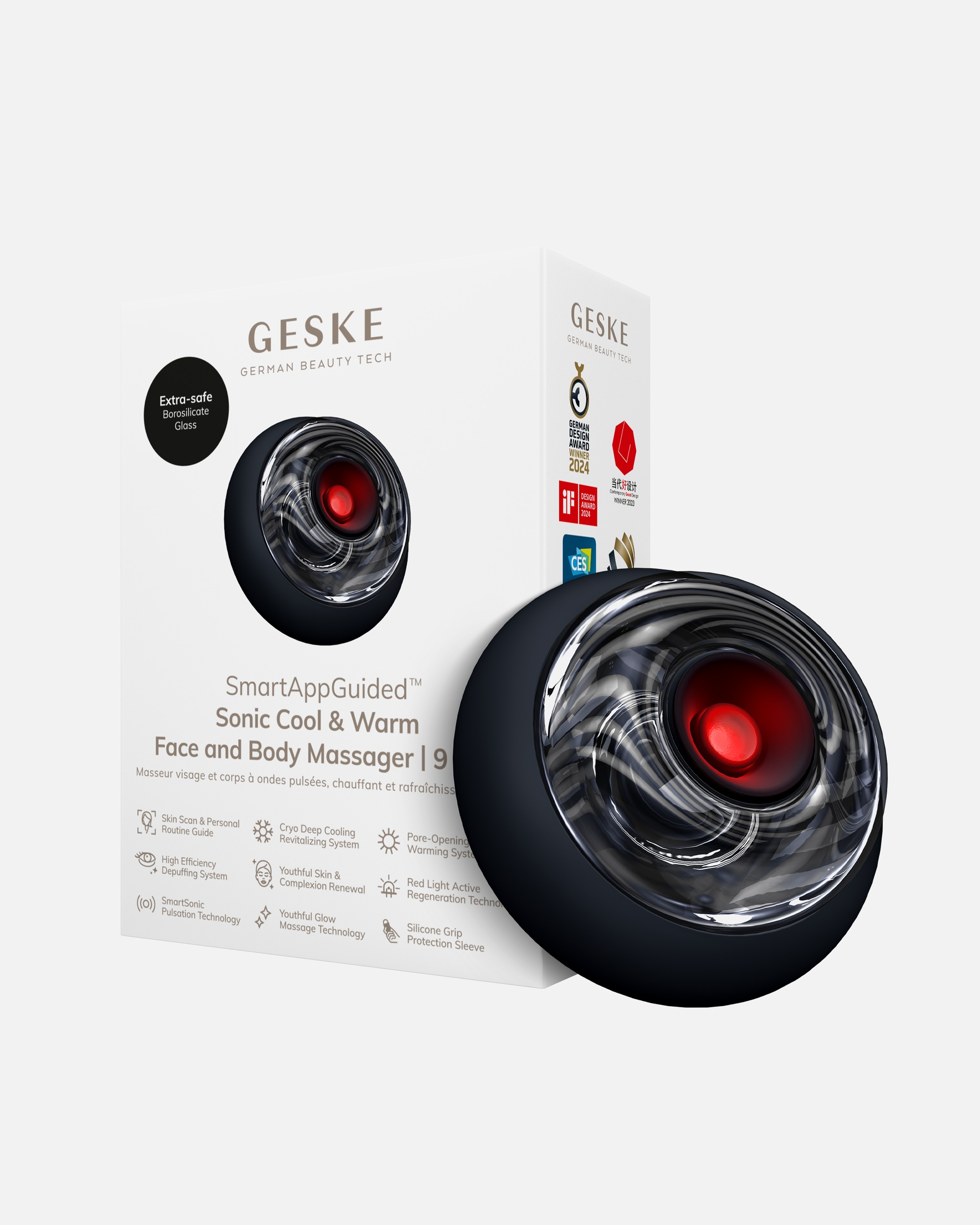 Multifunktionsgerät für Unisex GESKE GESKE SmartAppGuided™ Sonic Cool & Warm Face & Body Massager | 9 in 1 Black