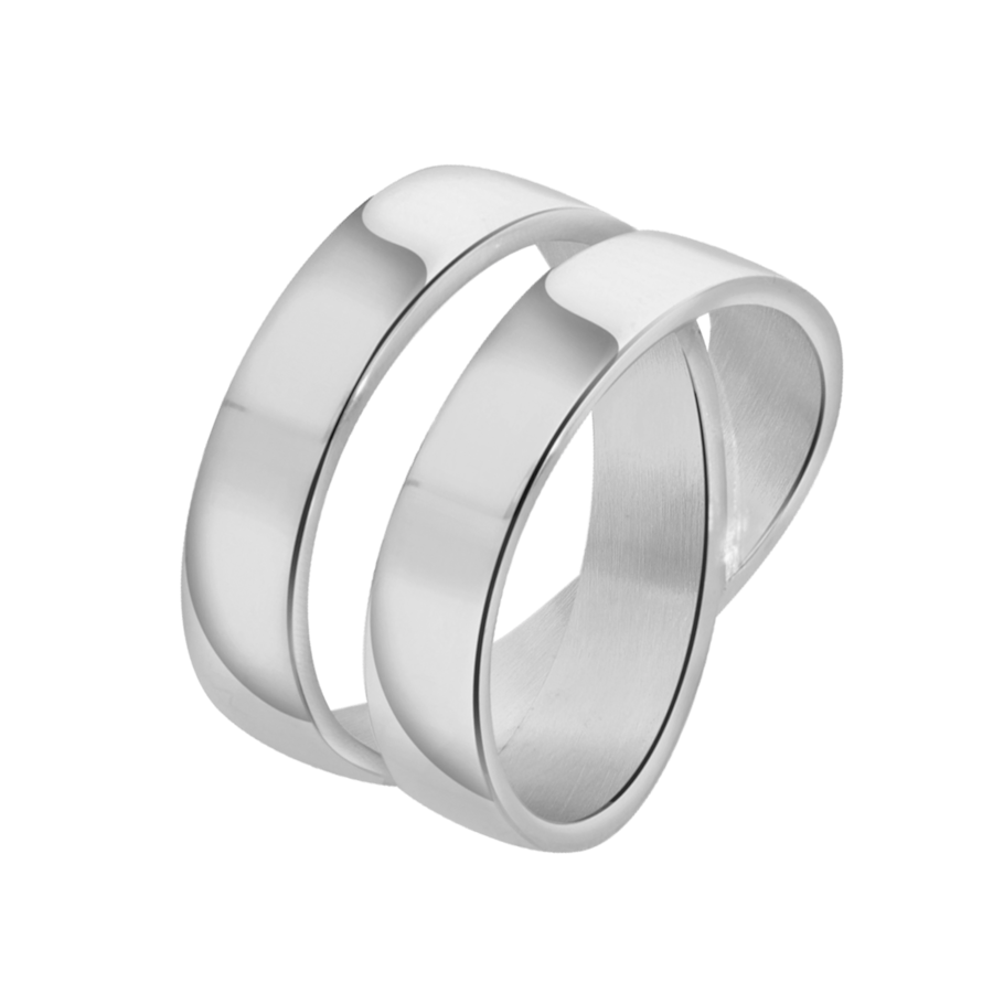 Lucardi Ringe 'Trinette' Stahl Silber - 50mm Damen