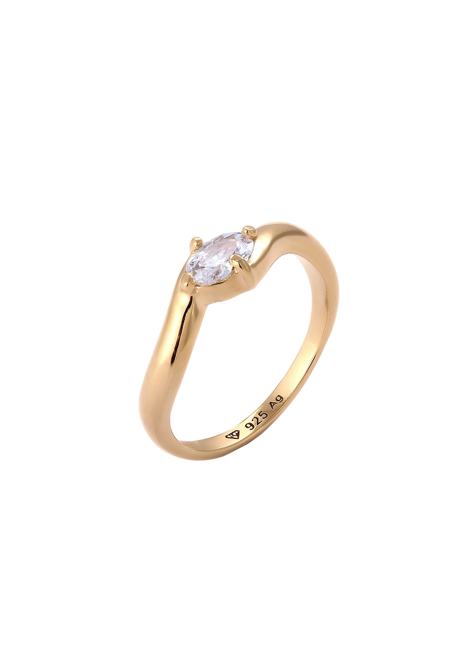 Elli Zirkonia Oval Weiß 925 Sterling Silber 56 Damen