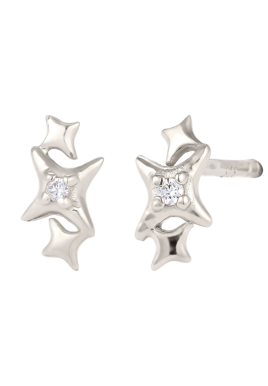 Elli Ohrstecker Stern Zirkonia Weiß 925 Sterling Silver silberfarben Damen