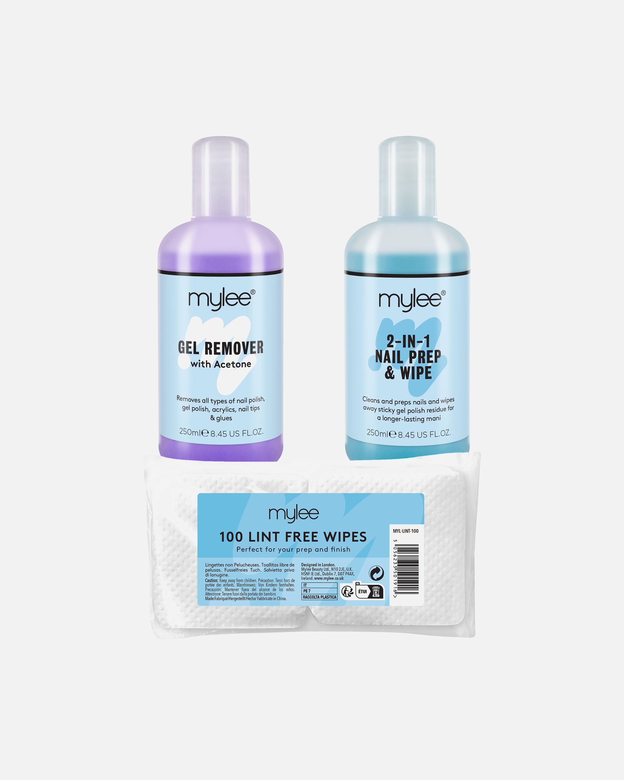Nagelpflegeset für Unisex Mylee Gel Set mit Prep & Wipe, Remover und fusselfreie Pads Gel Set mit Prep & Wipe, Remover und fusselfreie Pads