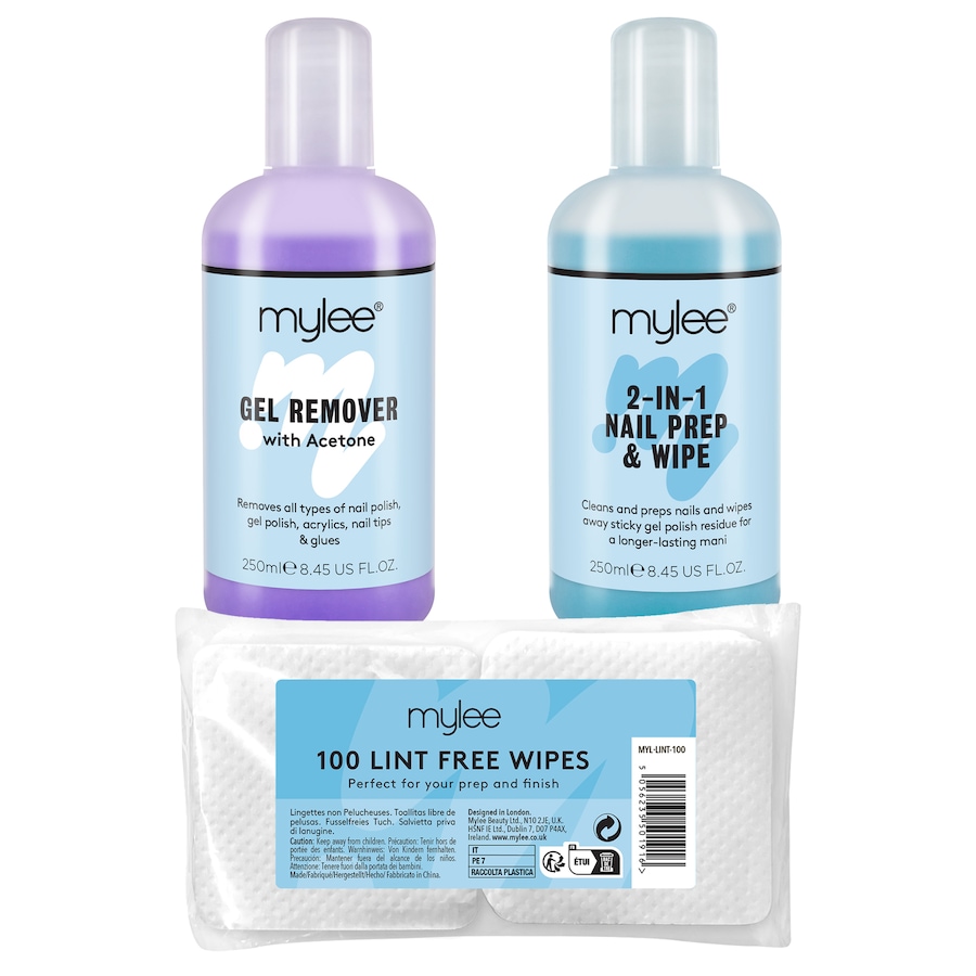 Mylee Gel Set mit Prep & Wipe, Remover und fusselfreie Pads