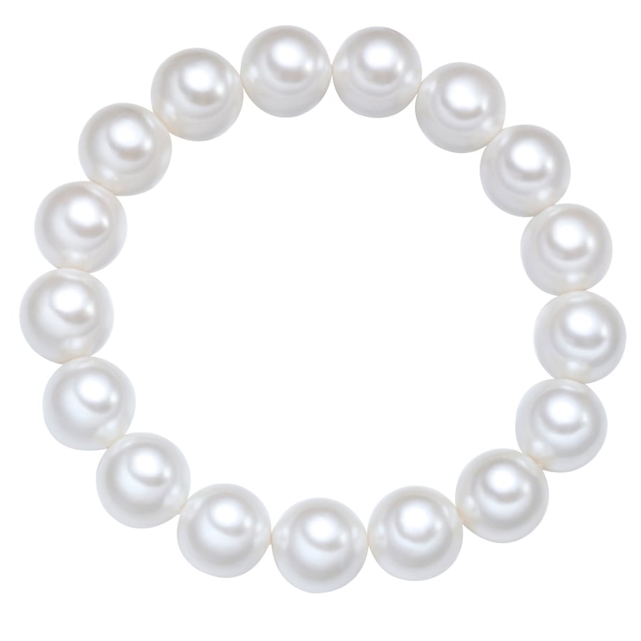 Yokoamii Perlen-Armband aus Metall-Legierung in Silber mit Muschelkernperle 16,0 - 21,0 cm, flexibel einstellbar Damen