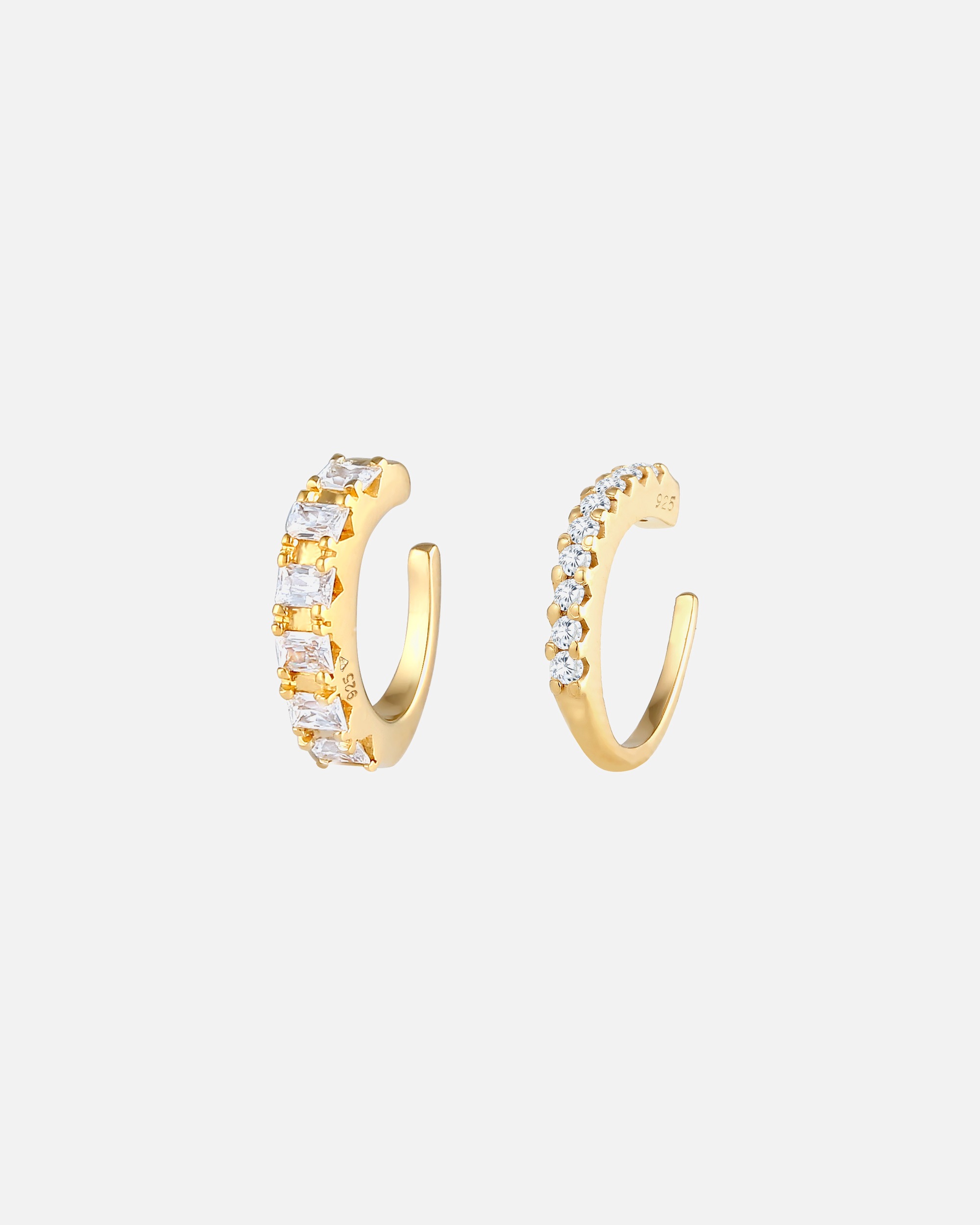 Ohrringe für Weiblich Elli PREMIUM Single Earcuff Zirkonia 2er Set 925 Silber goldfarben