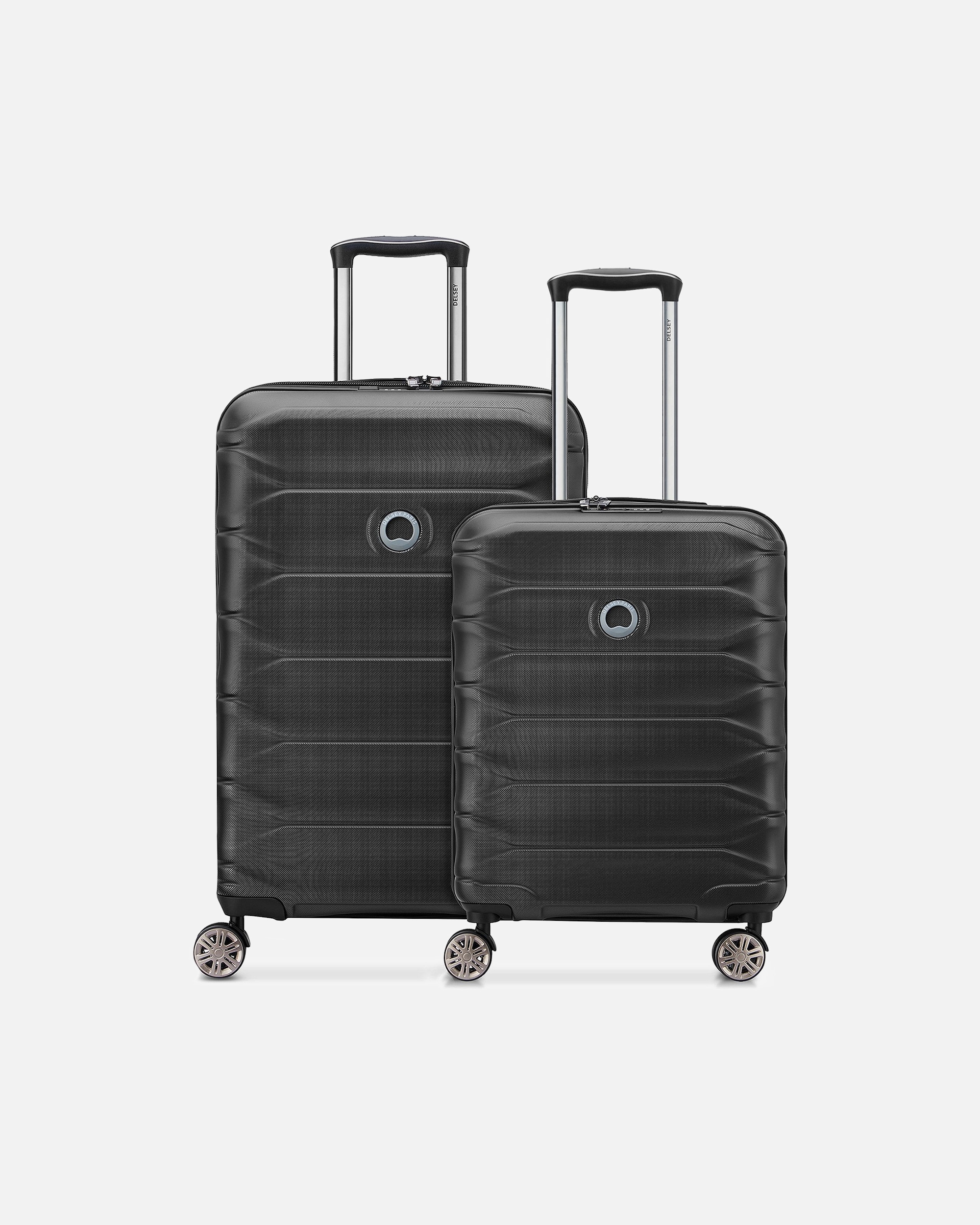 Koffer für Männlich Delsey Paris Meteor 4 Rollen Kofferset 2-teilig mit Dehnfalte deep black