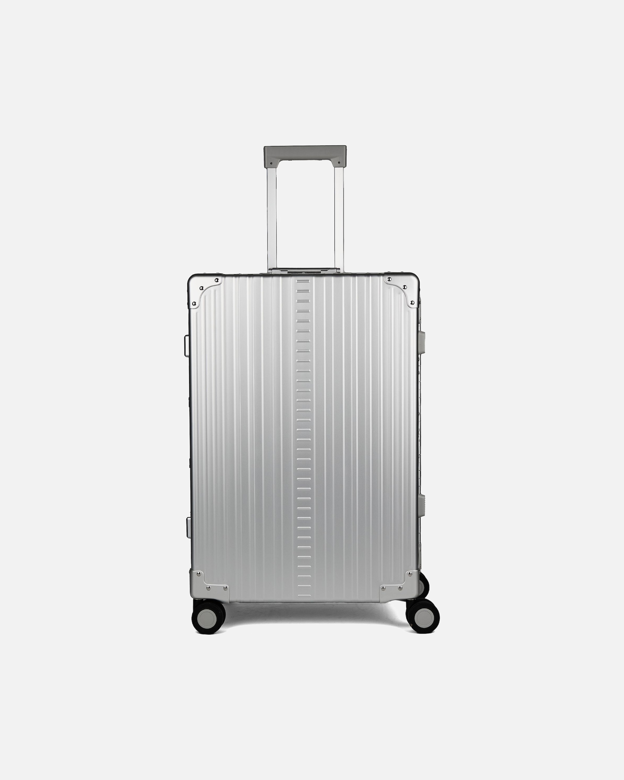 Trolley für Männlich Aleon Traveler 4-Rollen Trolley Aluminium 67 cm mit Kleidersack platinum 1