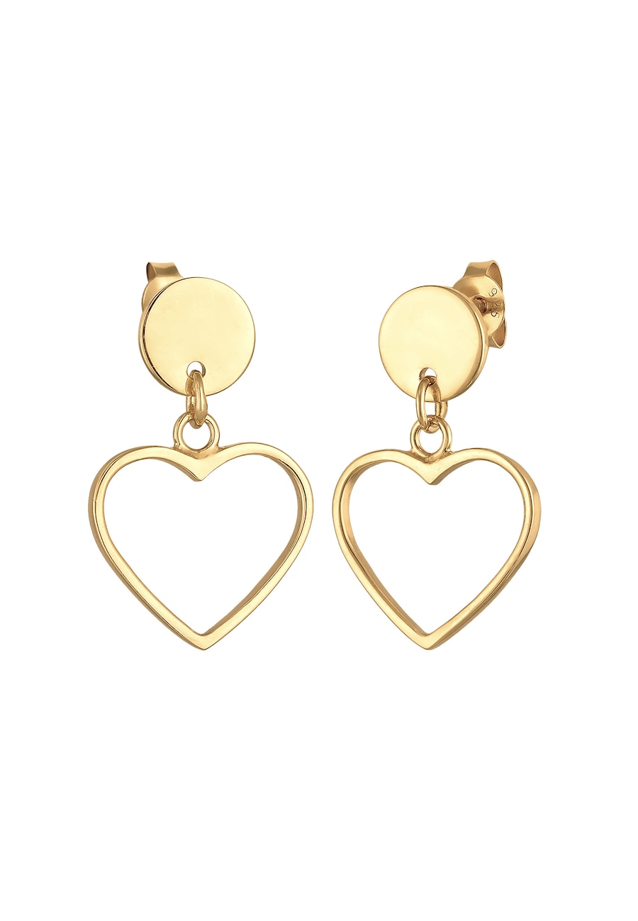 Elli Ohrhänger Stecker Herz 925 Silber goldfarben Damen