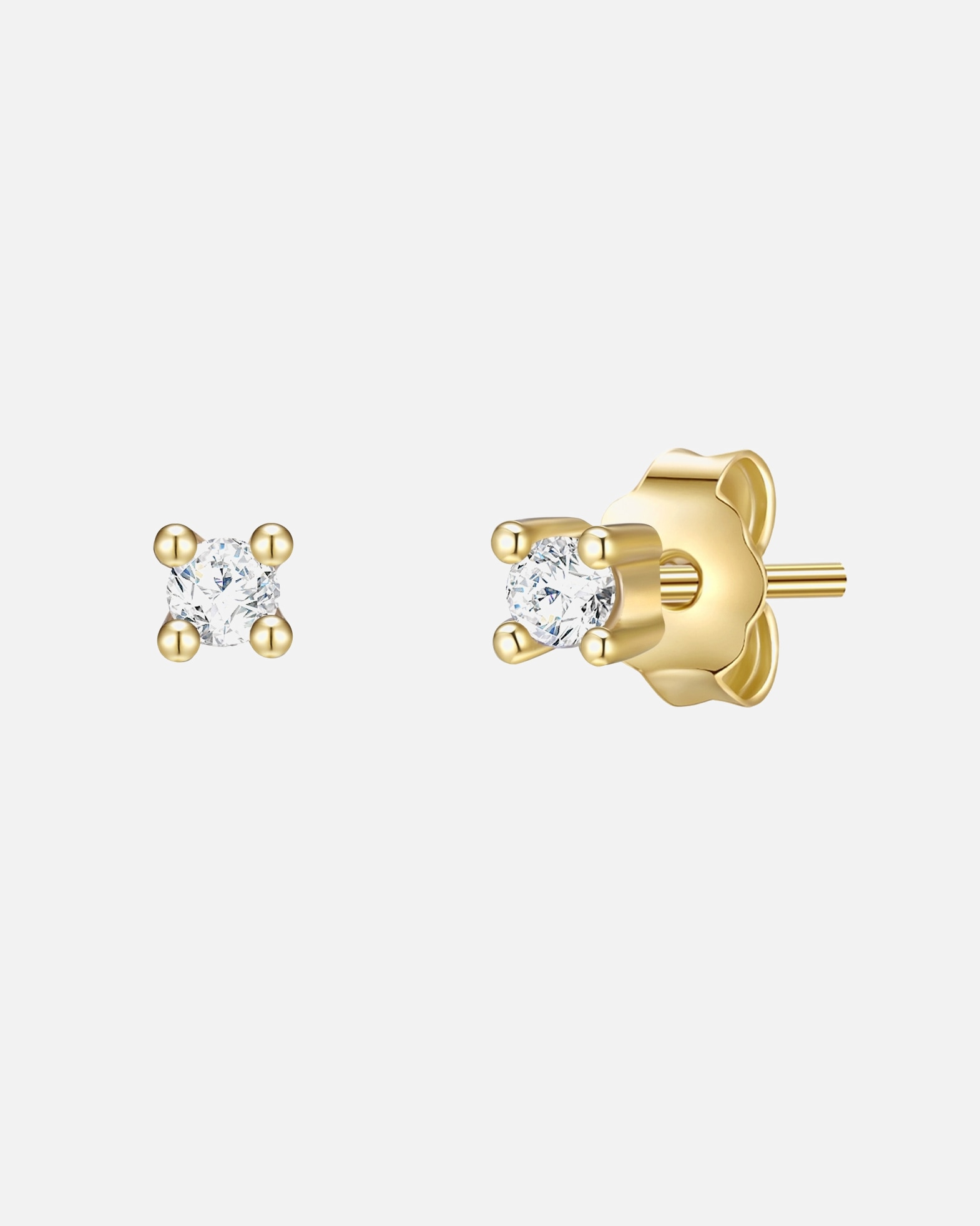 Ohrringe für Weiblich Glanzstücke München Ohrstecker Sterling Silber Zirkonia in Gelbgold 2,6 mm