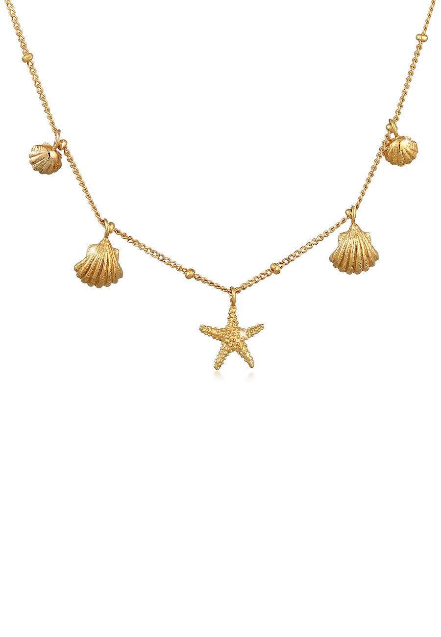 Elli Halskette Muscheln Seestern Kugelkette Maritim 925 Silber 50 Damen