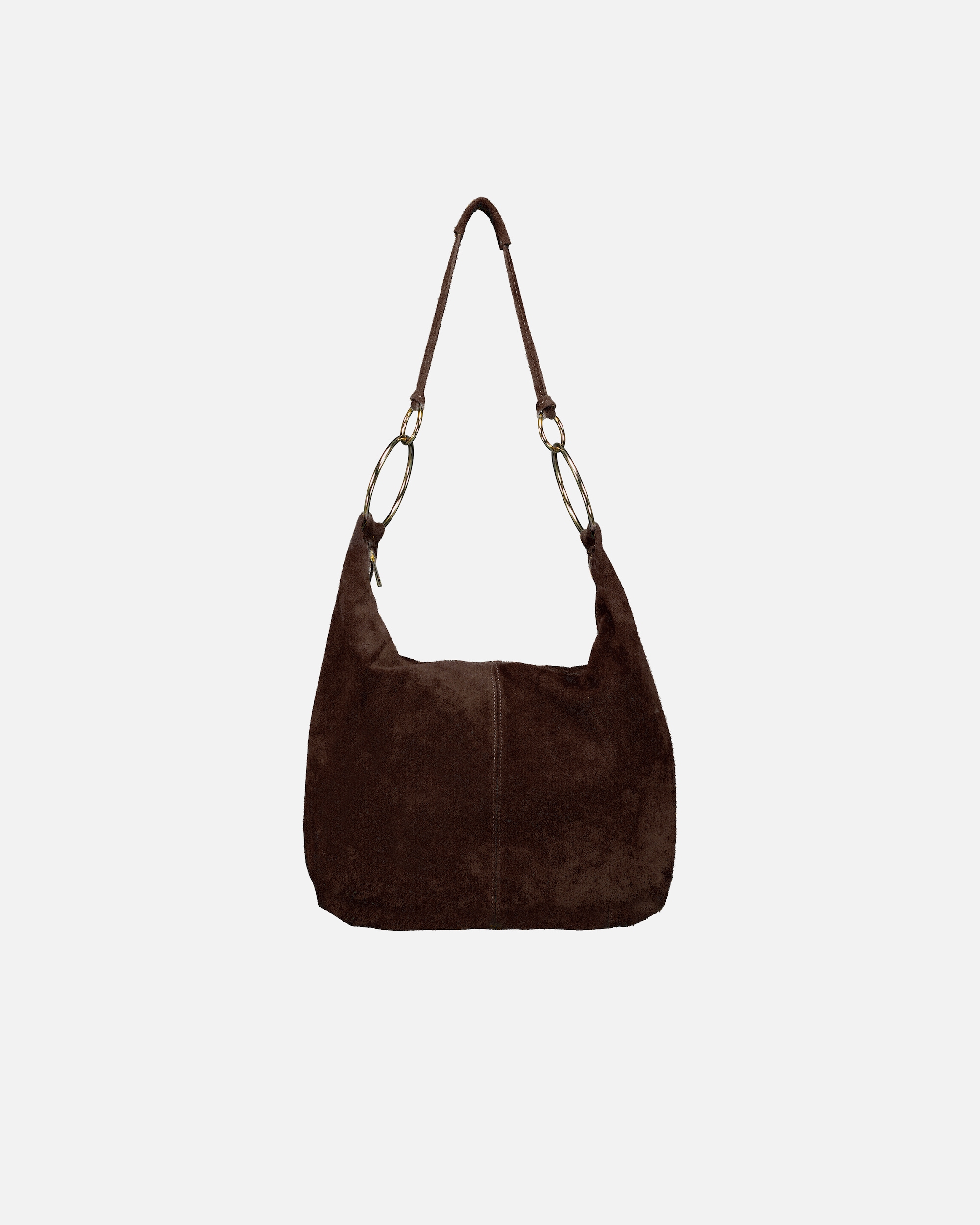 Umhängetasche für Weiblich Hausfelder Manufaktur Beuteltasche Velours mit Goldfittings Dunkelbraun