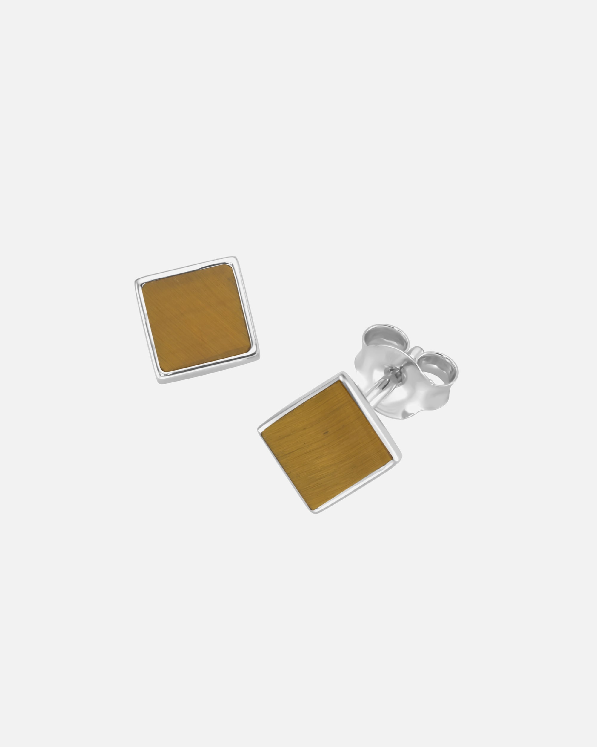 Ohrringe für Unisex Giorgio Martello Milano Ohrstecker schwarzer Achat, Tigerauge oder Lapis Silber 925 Braun
