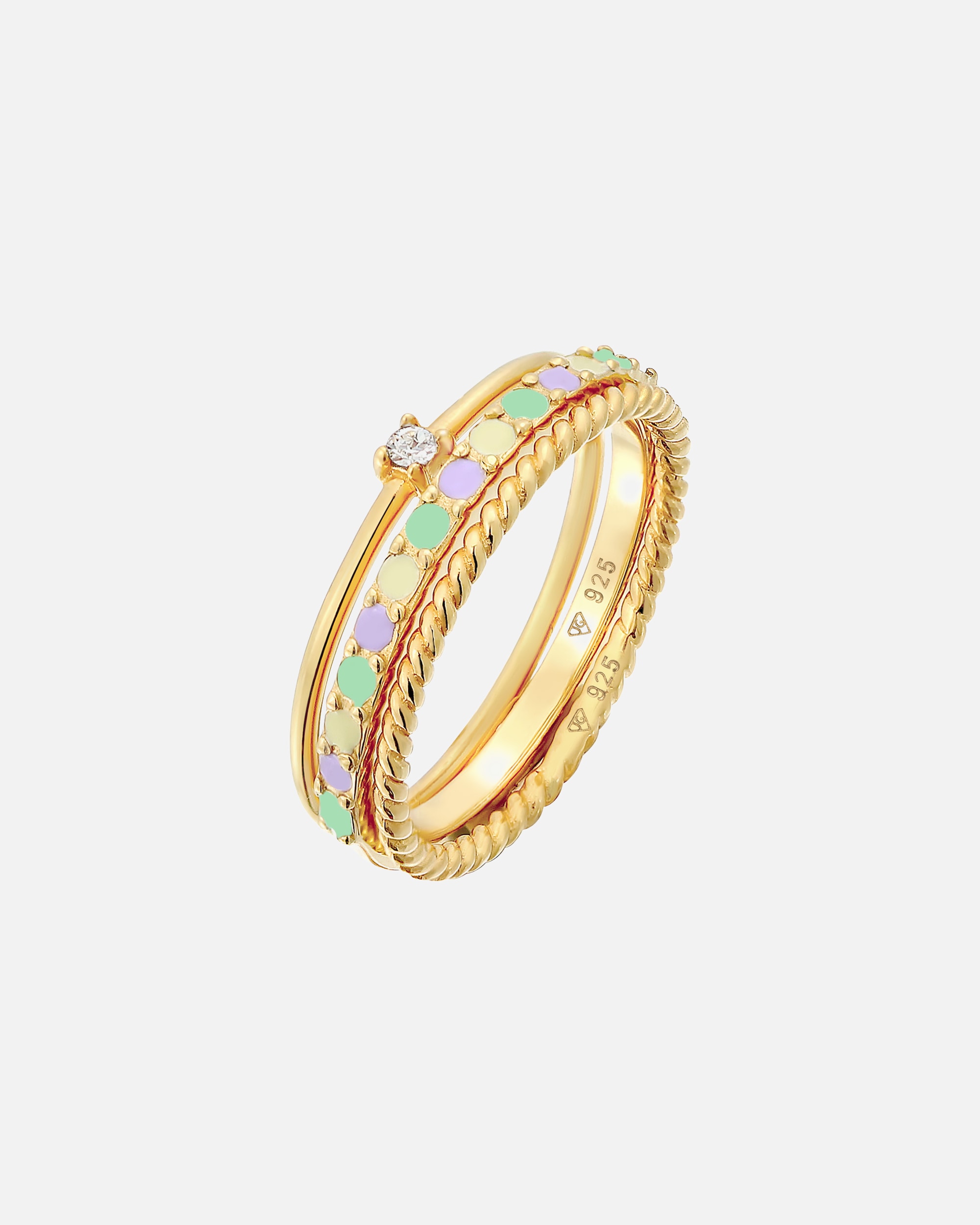Ring für Weiblich Elli Multi-Color Emaille 3er Set 925 Silber, mit Kristallen von Swarovski® 58