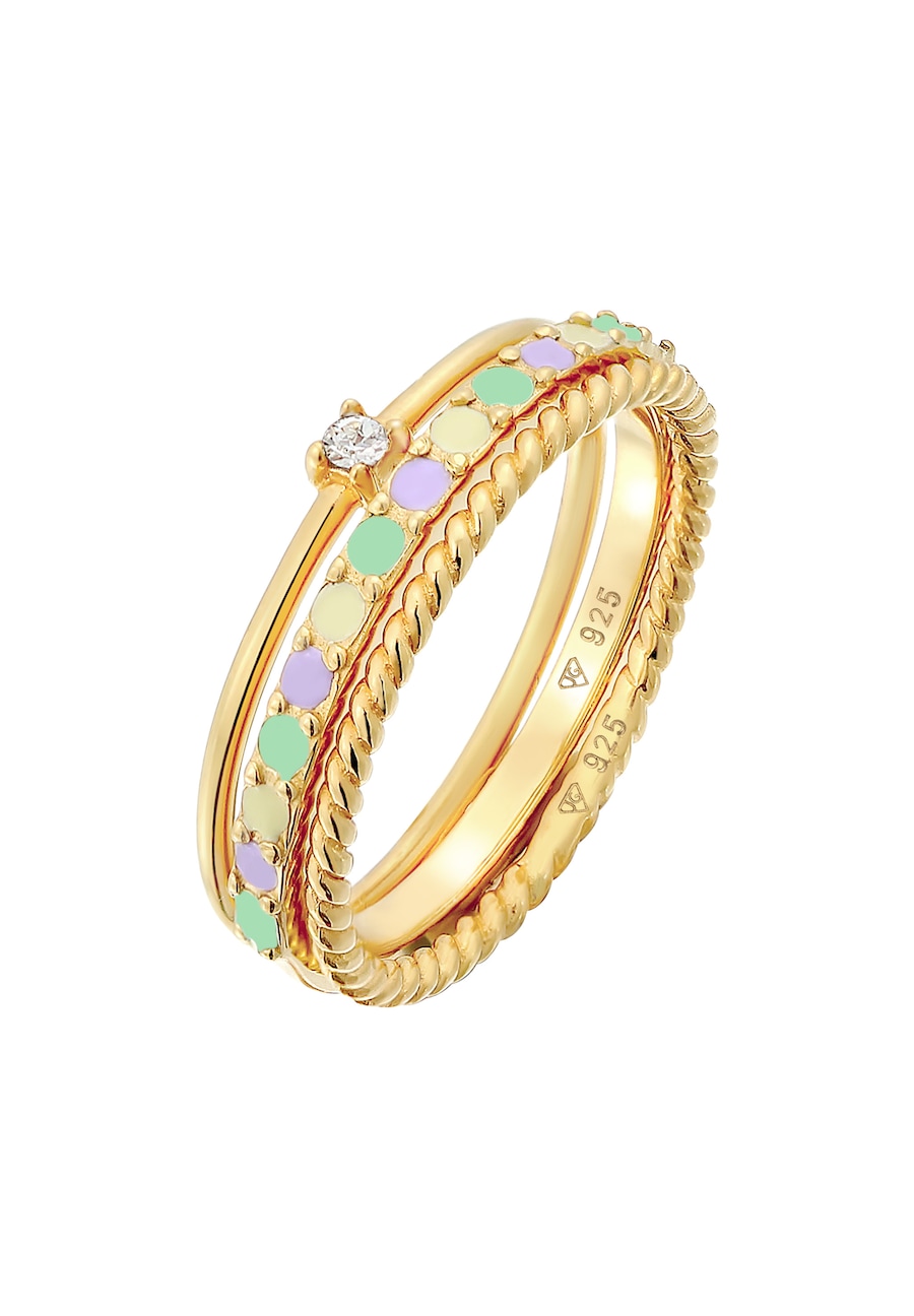 Elli Multi-Color Emaille 3er Set 925 Silber, mit Kristallen von Swarovski 56 Damen