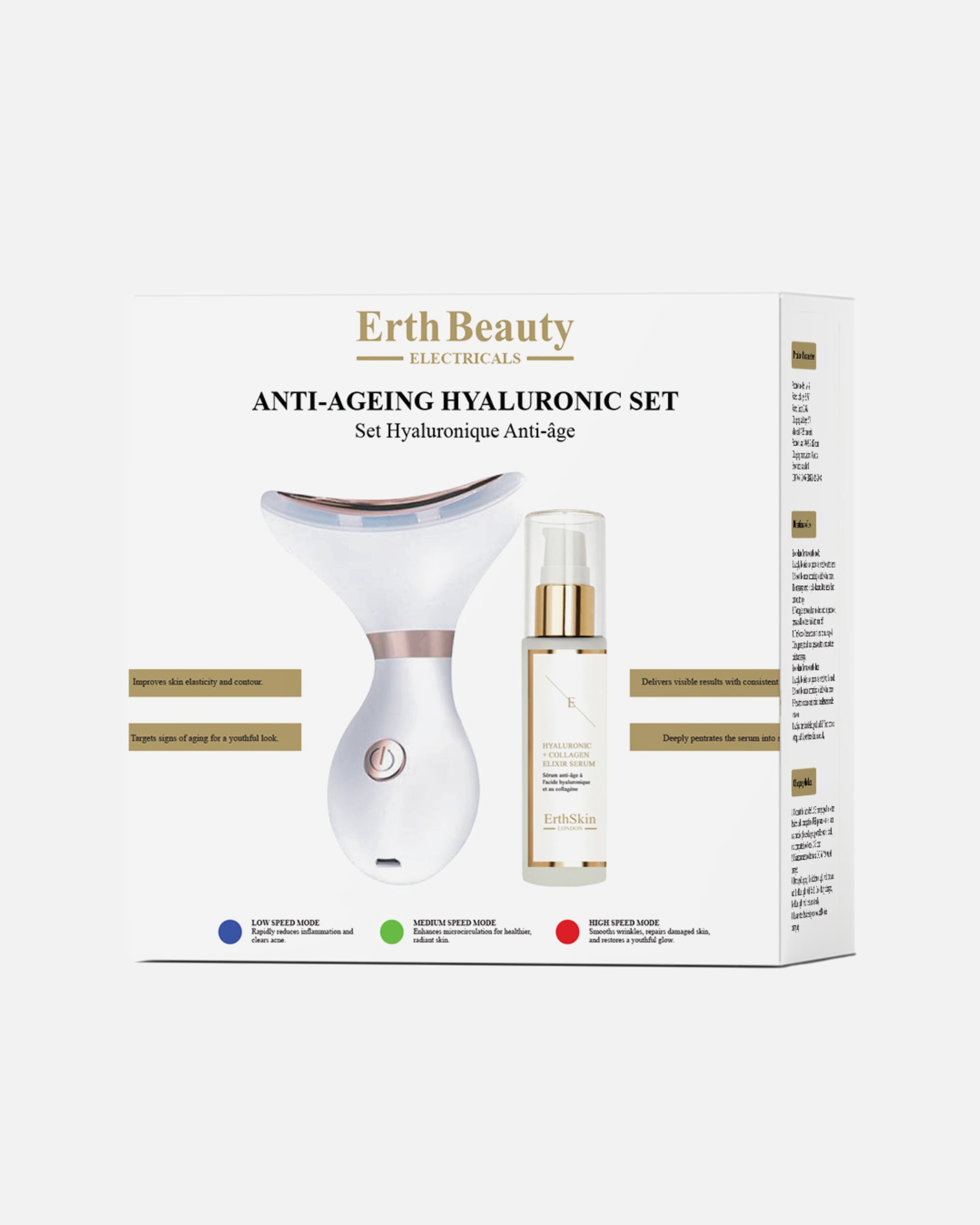 Elektrisches Gesichtsmassagegerät für Weiblich ErthSkin London Anti-Aging Hyaluron Set (Hals- & Kieferstift + Hyaluronsäure Serum) Each