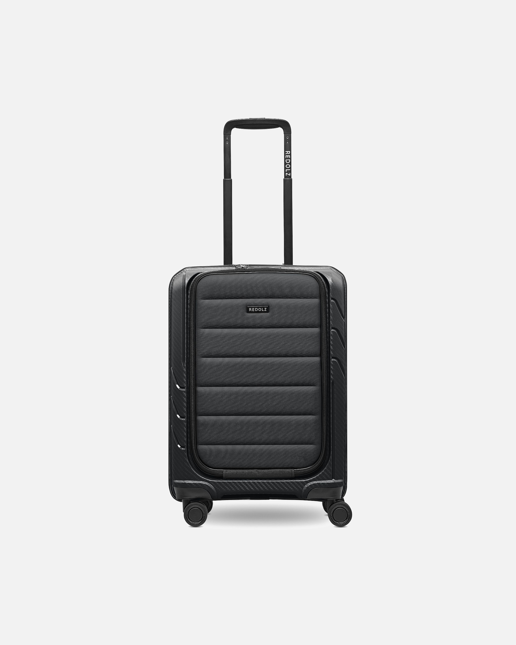 Handgepäckkoffer für Männlich Redolz Essentials 17 4-Rollen Kabinentrolley 55 cm Soft-Pocket Laptopfach black