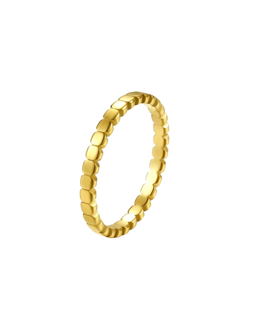 Hey Happiness Stacked Bead Ring – Edelstahl mit Kugeldesign, 18 K Vergoldung 49 Damen