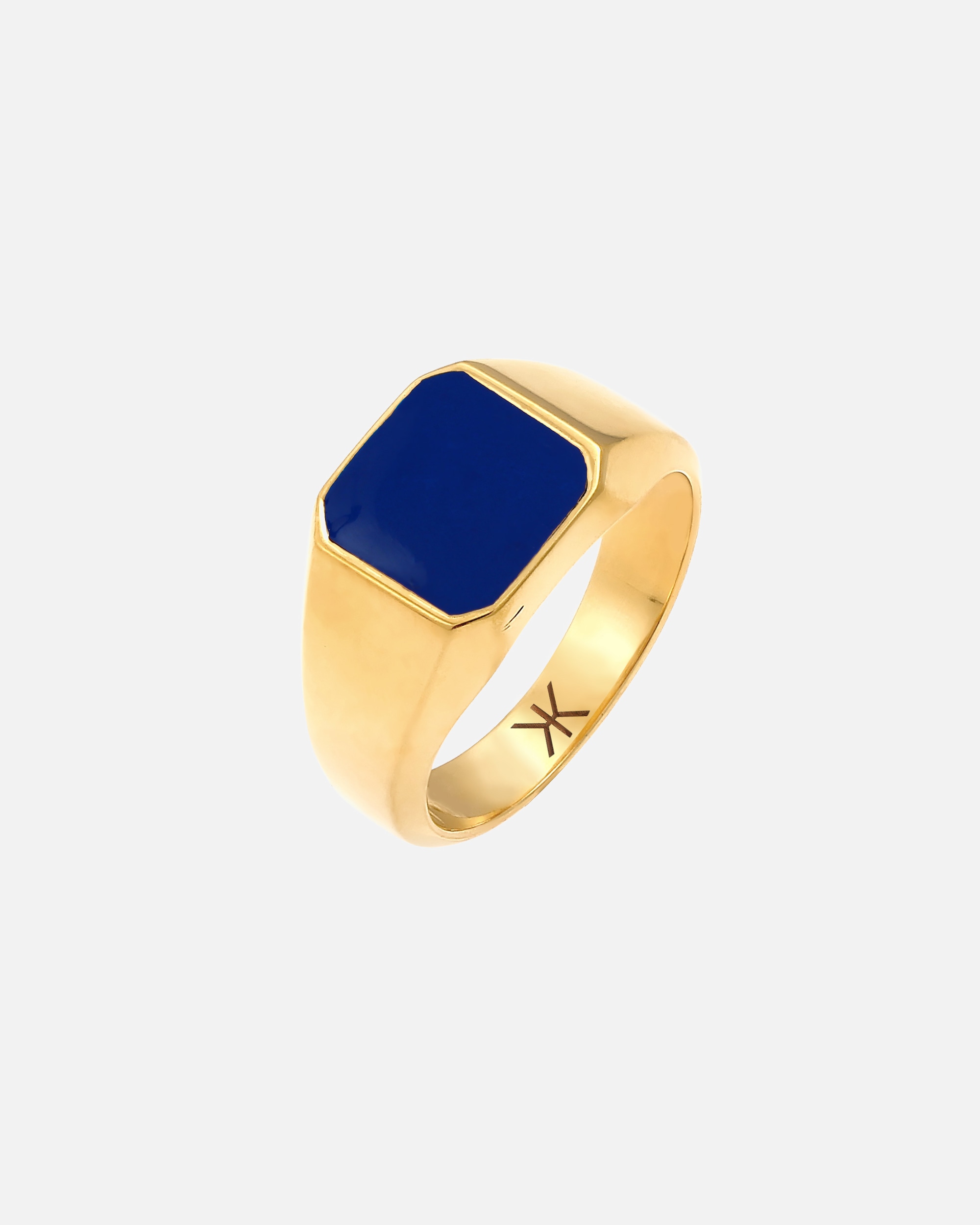 Ring für Männlich KUZZOI Herren Siegelring Emaille Blau Basic 925 Silber 56
