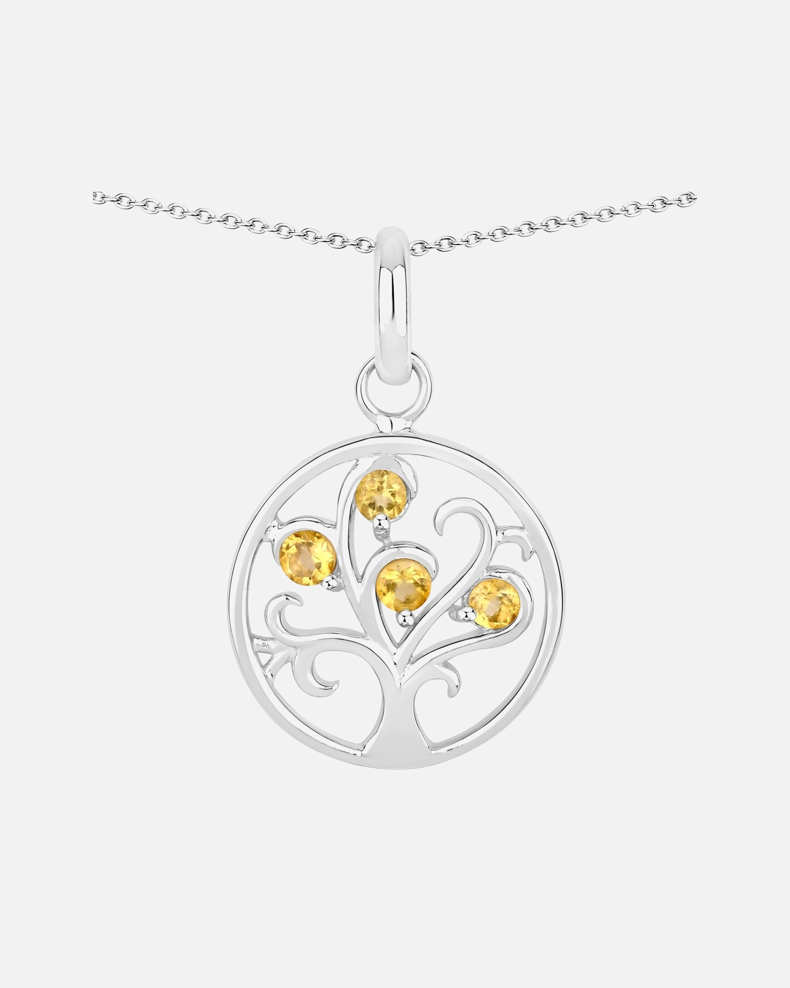 Halskette für Weiblich Rafaela Donata Kette Tree of Life Sterling Silber Granat in Silber Citrin