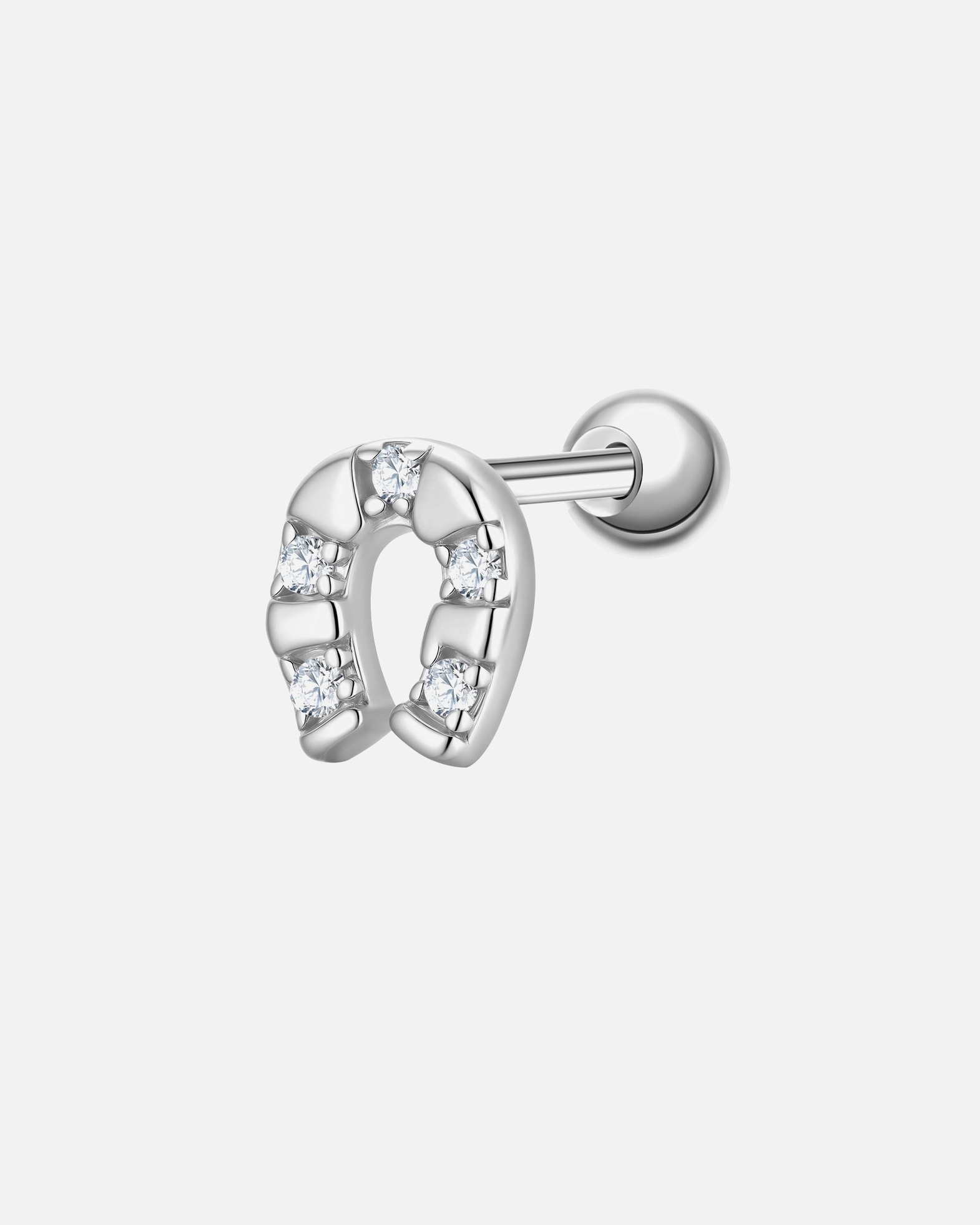 Ohrringe für Weiblich Glanzstücke München Piercing Hufeisen aus Sterling Silber in silber mit Zirkonia 5,6 mm