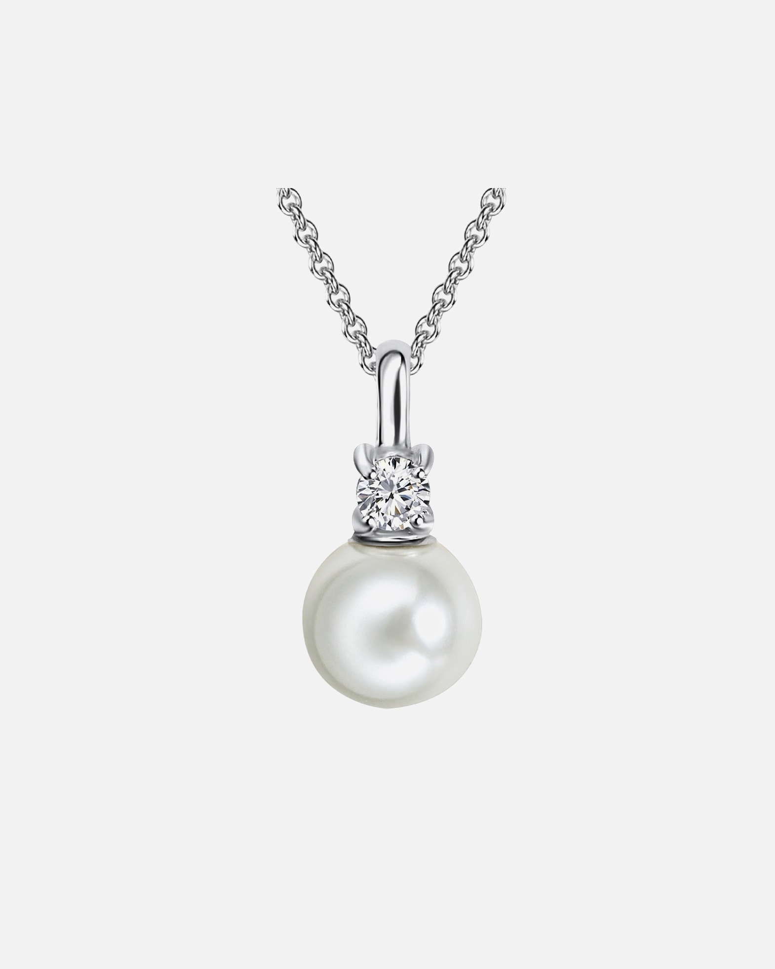 Halskette für Weiblich Rafaela Donata Halskette Sterling Silber Zirkonia Perle (synth.) in Silber 42,0 cm Basiskette + 5,0 cm Verlängerung