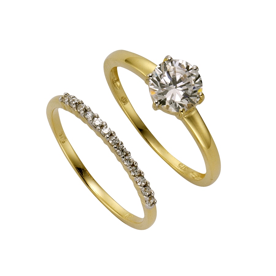 Celesta Ring-Set 375/- Gold Zirkonia weiß 054 (17,2) Weiss Damen