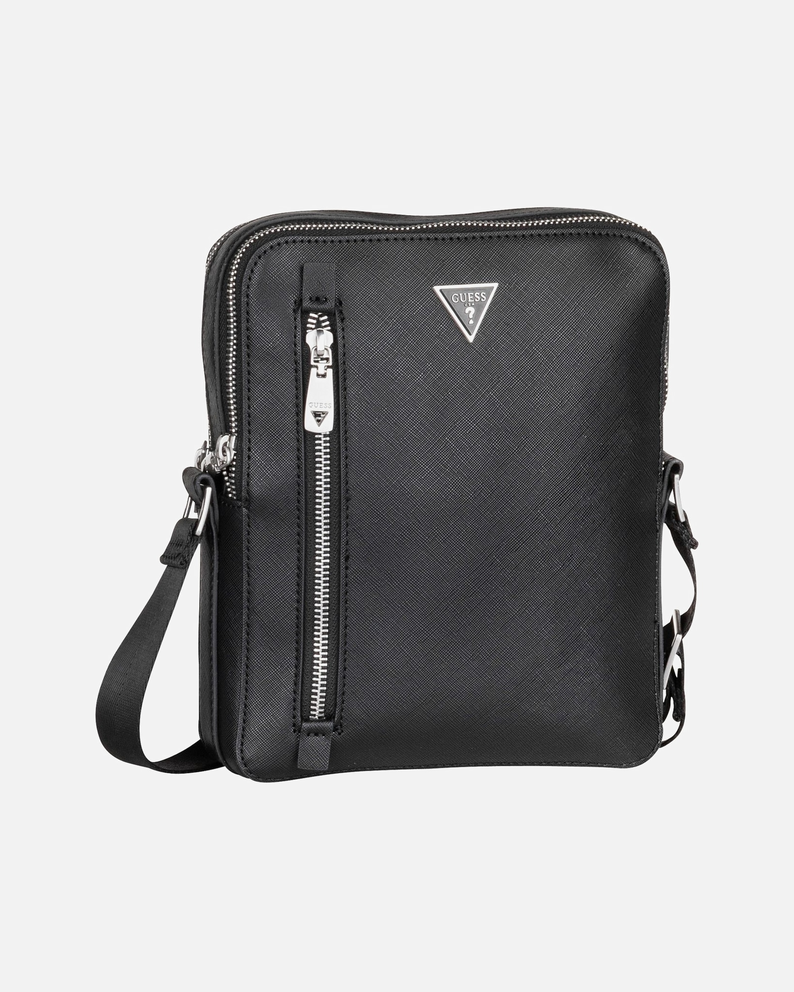 Umhängetasche für Männlich Guess Bodybag Torino Saffiano Eco Double Zip Black