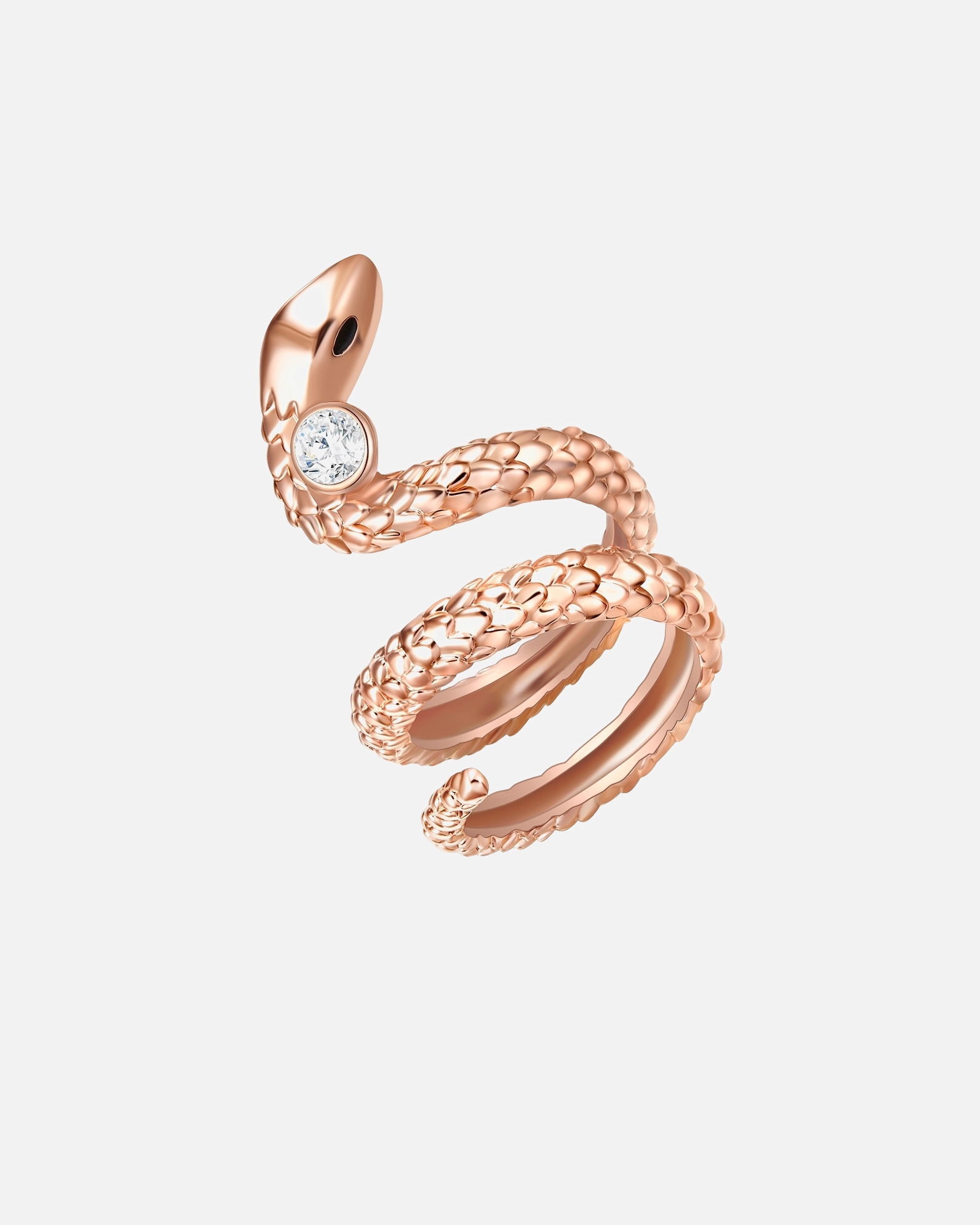 Ring für Weiblich Lulu & Jane Ring Schlange Metall-Legierung verziert mit Kristallen von Swarovski® in Roségold 52