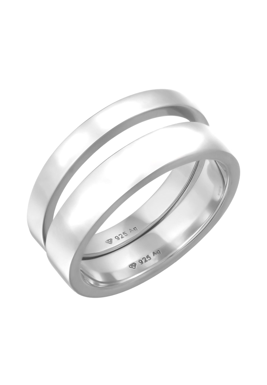 KUZZOI Herrenring 925 Sterling Silber 2er Set Casual Look 62 Herren