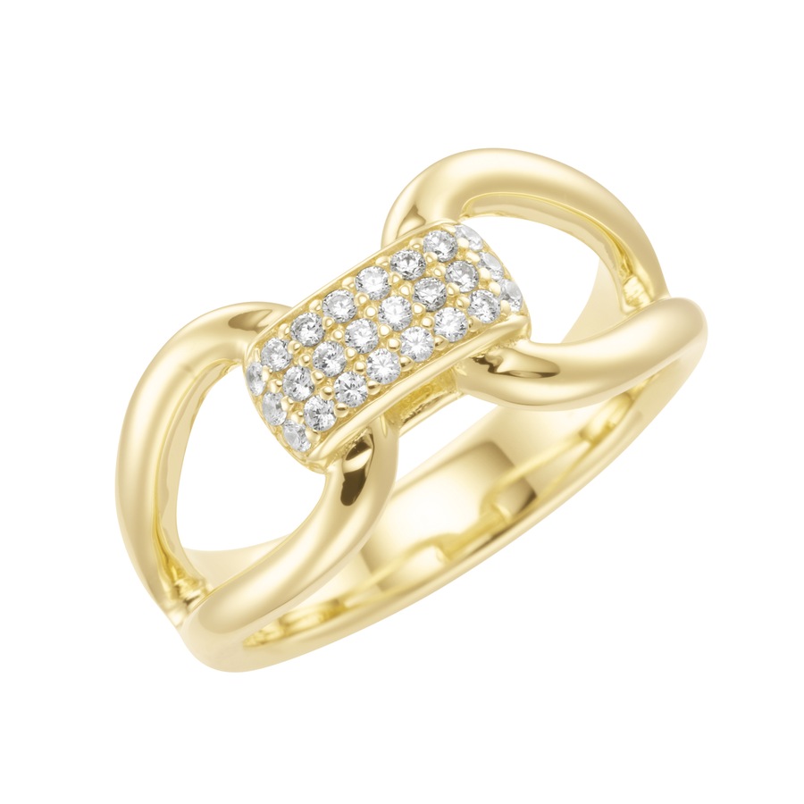 Giorgio Martello Milano Ring mit weißen Zirkonia, gelb vergoldet, Silber 925 58 Weiss Damen