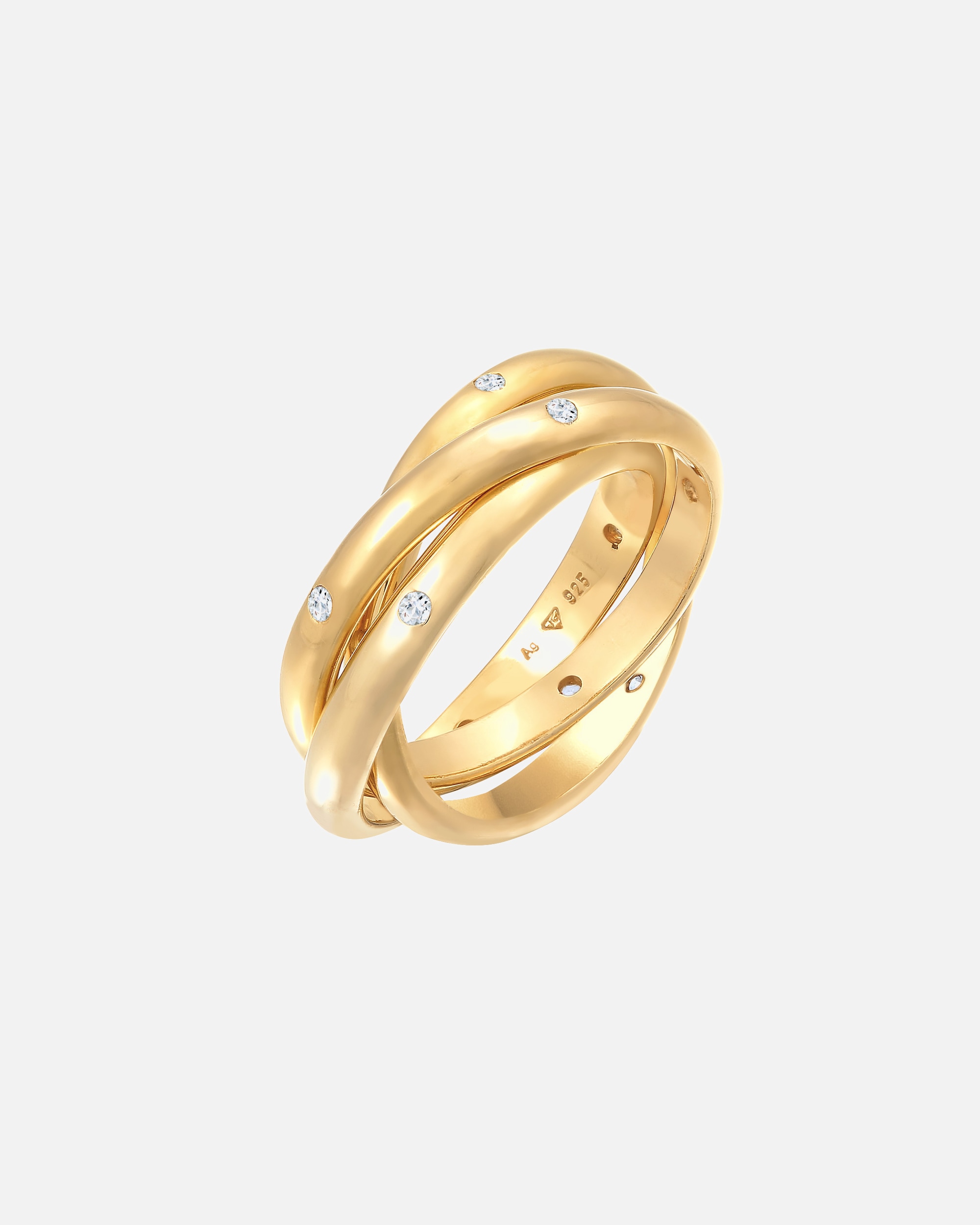 Ring für Weiblich Elli PREMIUM Wickelring Trio Basic Zirkonia 925 Silber 56