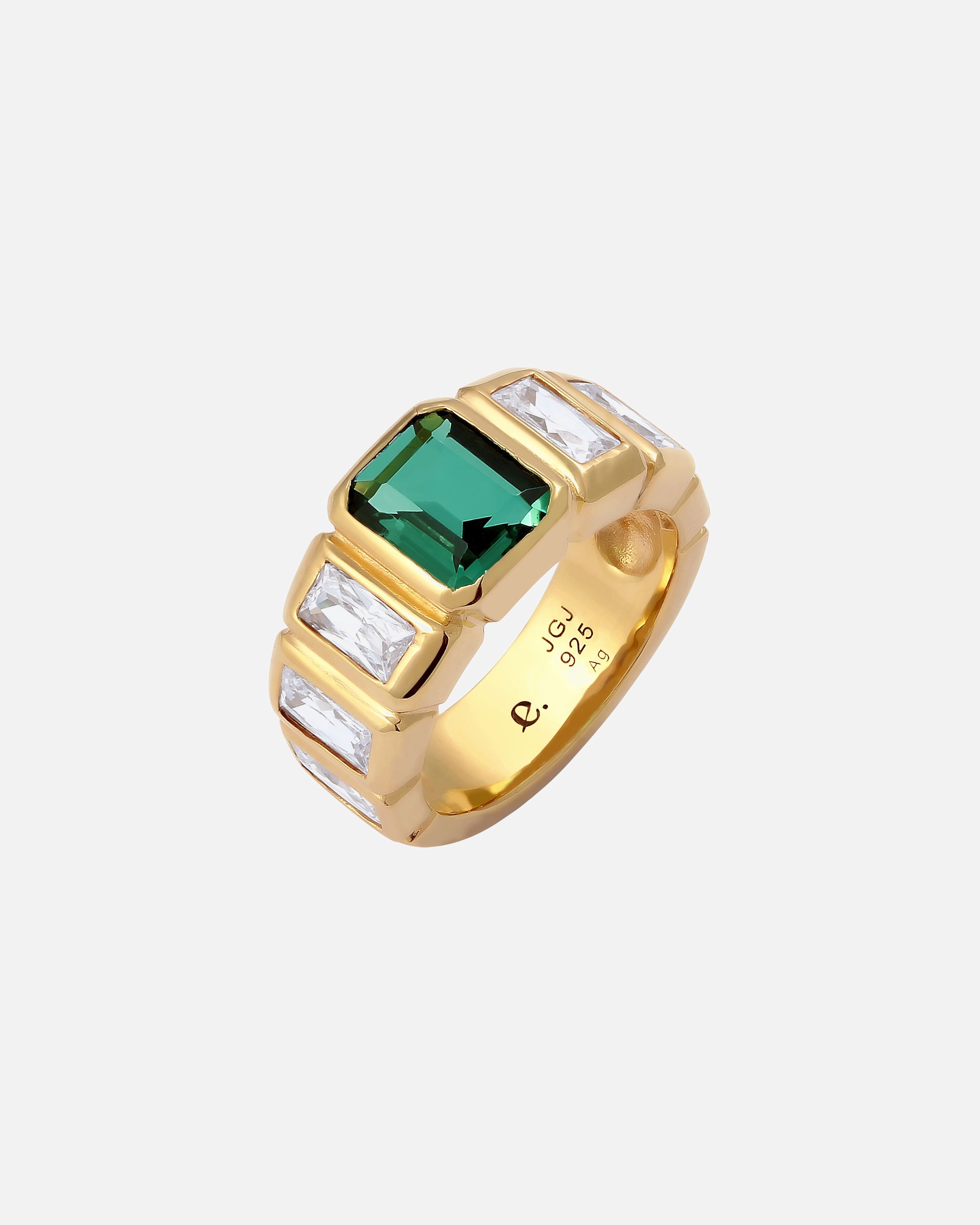 Ring für Weiblich Elli PREMIUM Rechteck Quarz Grün 925 Sterling Silber 56