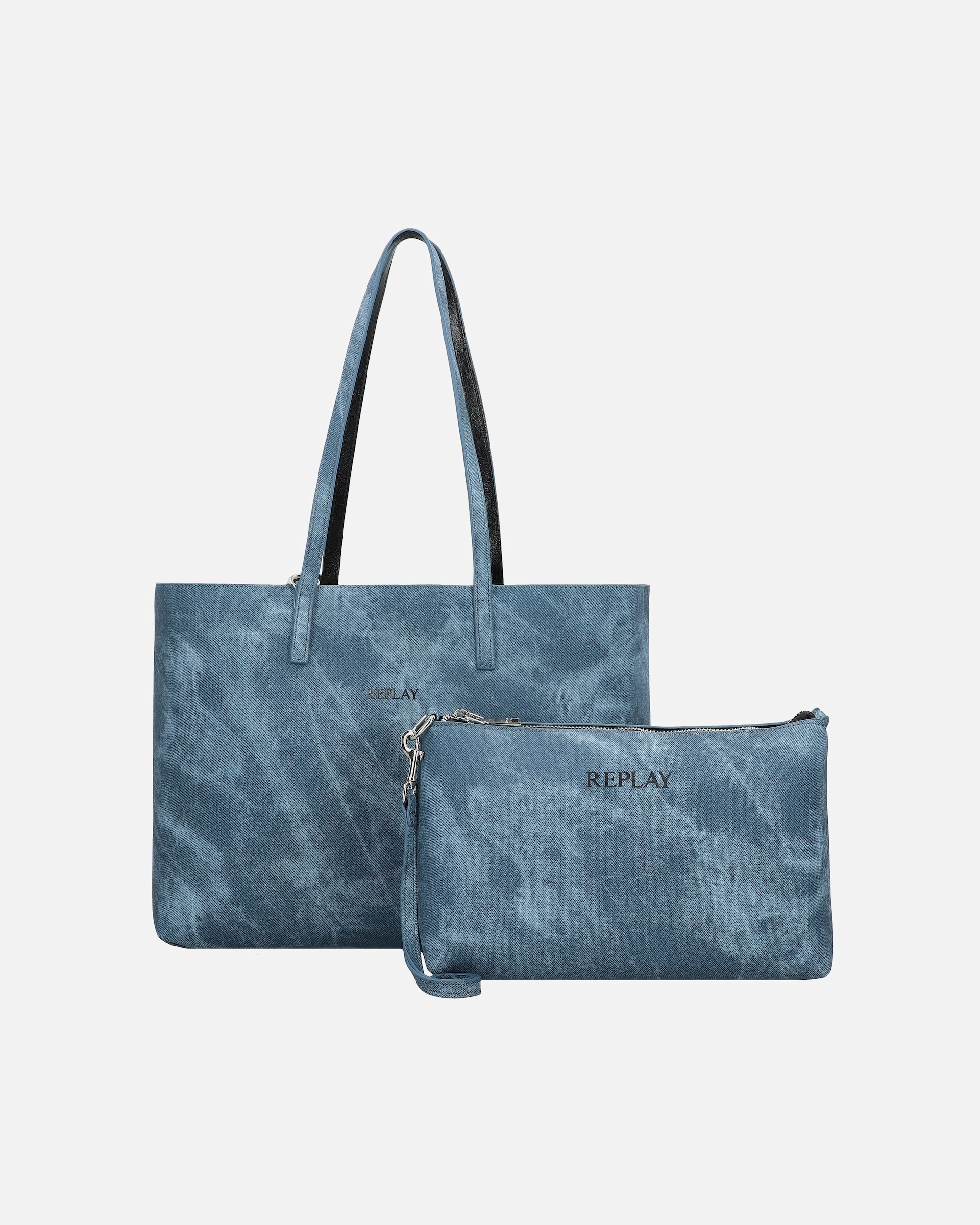 Clutch für Weiblich Replay Shopper blue denim-black