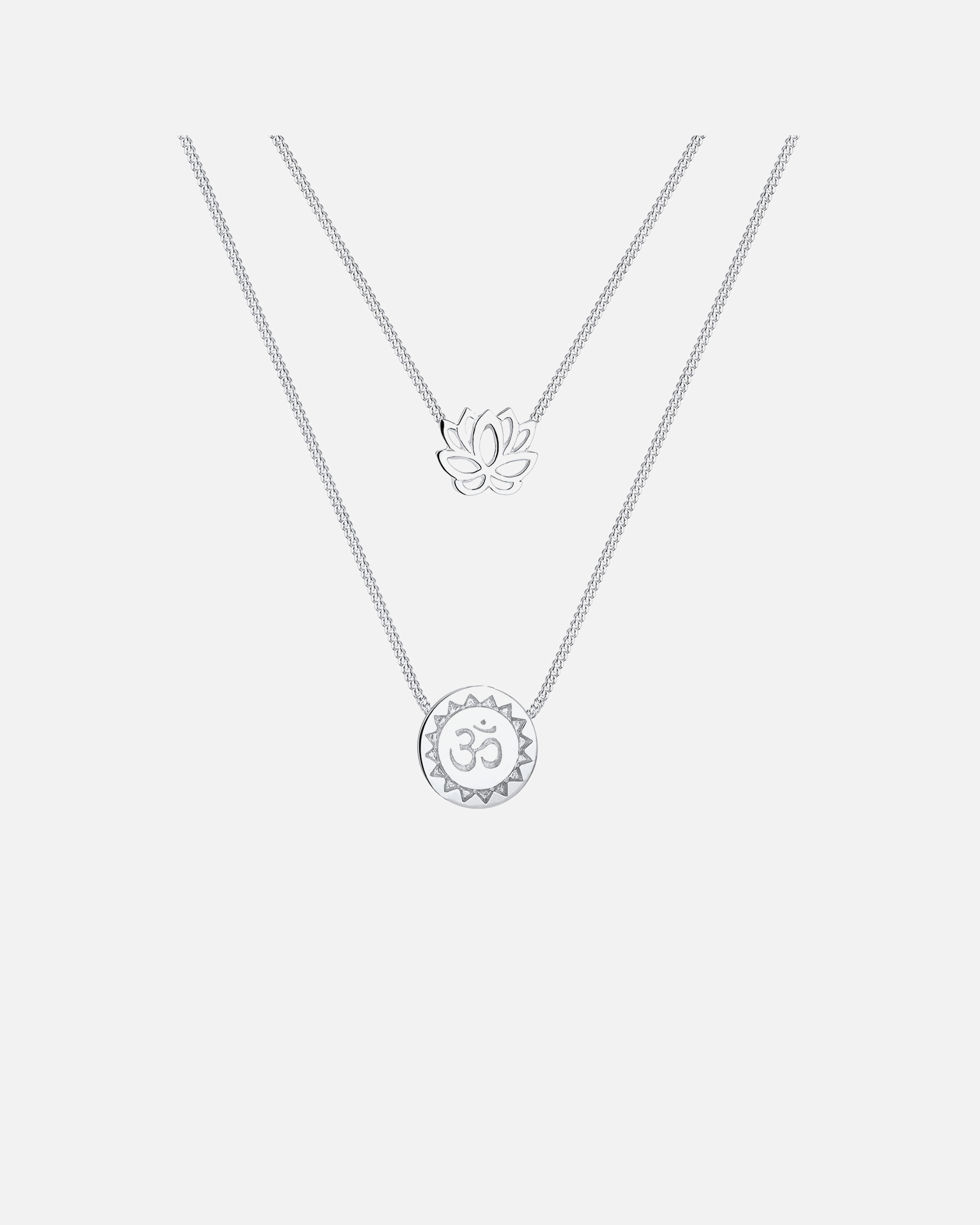 Halskette für Weiblich Elli Lotusblume Om Symbol Yoga Mantra Layer 925 Silber 40