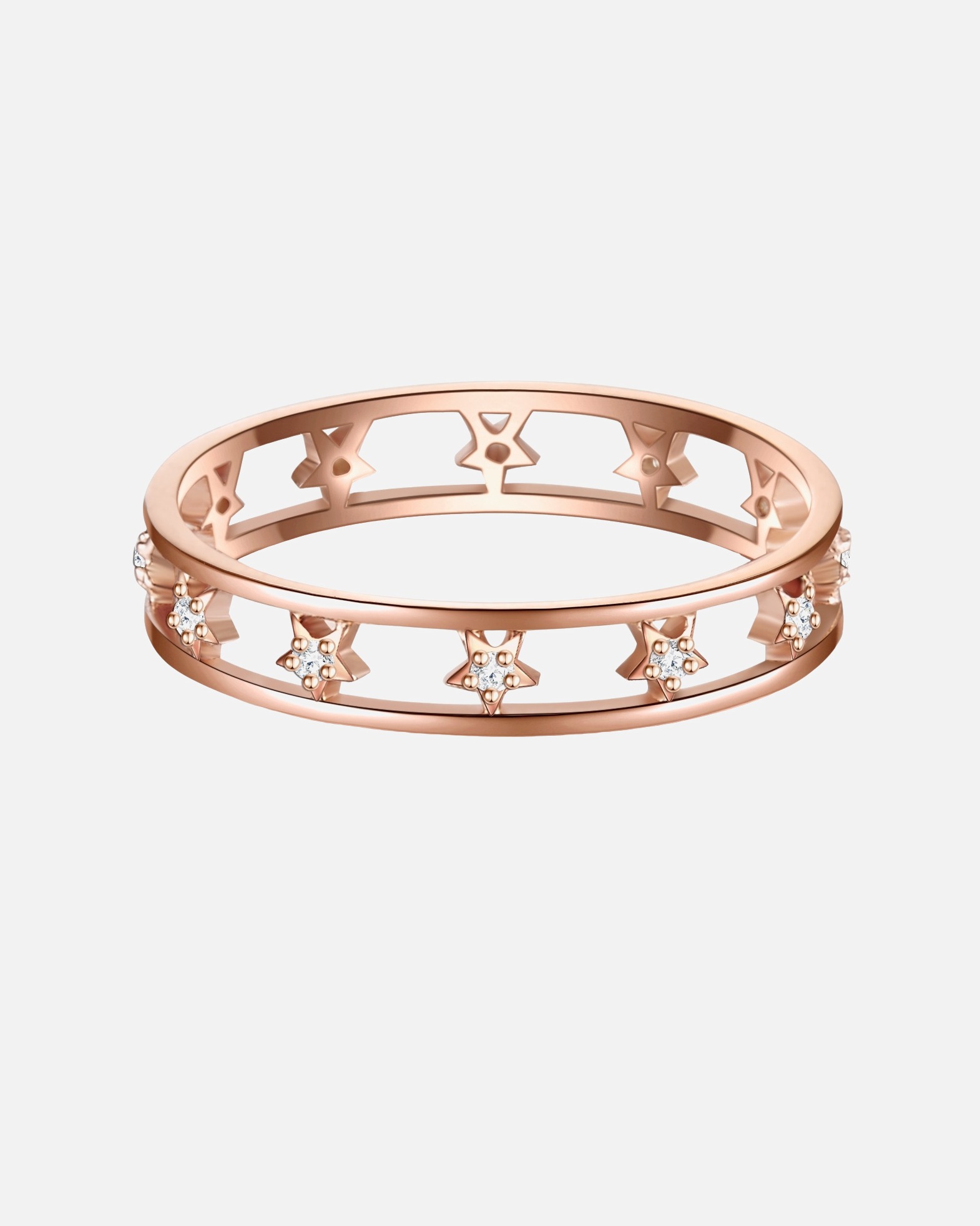Ring für Weiblich Glanzstücke München Ring Sterne Sterling Silber Zirkonia in Roségold 60