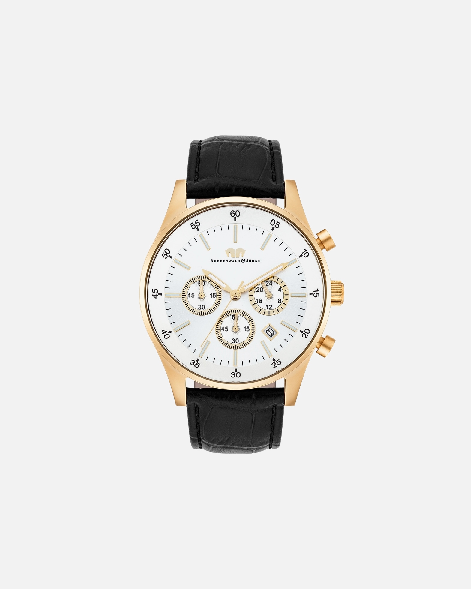 Uhr für Männlich Rhodenwald & Söhne Armband-Uhr Goodwill aus Echtleder in gelbgold 215,0 mm