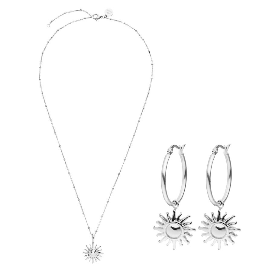 Purelei Inner Sun Halsketten-Set 100% Edelstahl Silber Grau