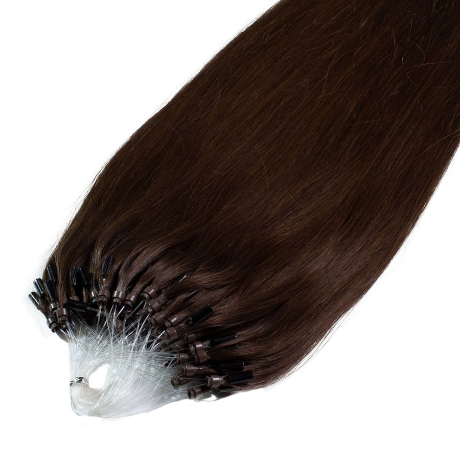 hair2heart Microring Extensions Premium Echthaar #5/0 Hellbraun 0,8g 60cm Schwarz Damen