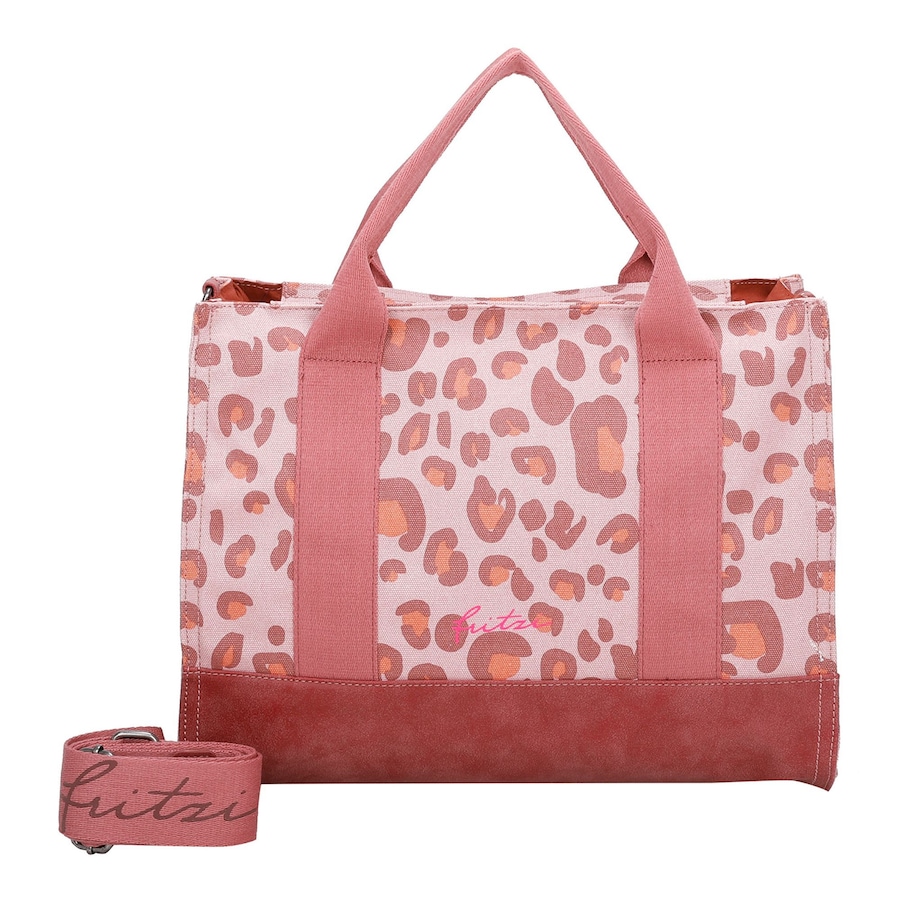 Fritzi aus Preußen Shopper Canvas Tote Bag mit verstell- und abnehmbarem Schulter-Riemen leo brick Pink Damen