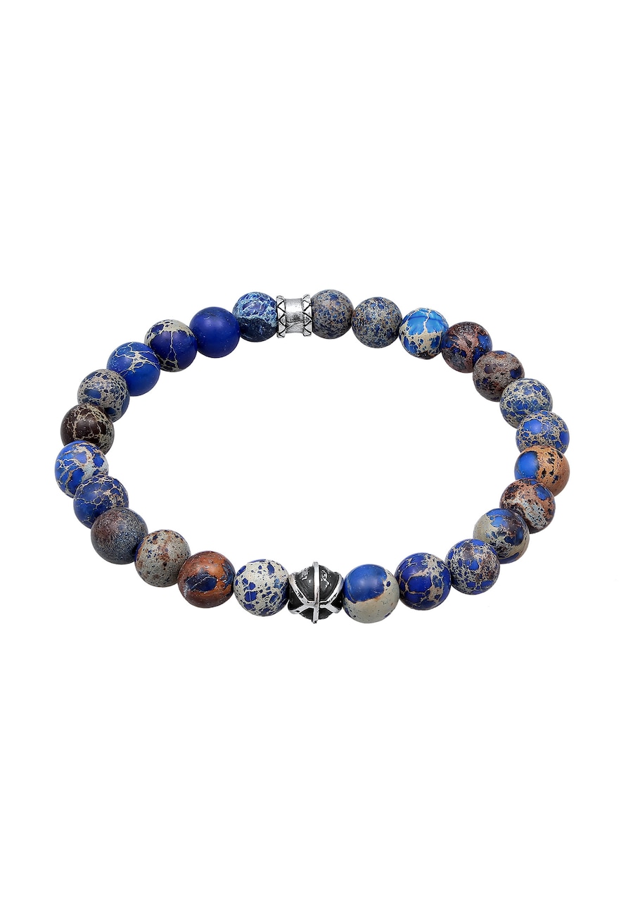 KUZZOI Herren Achat Blau Beads Oxidiert 925er Silber 19