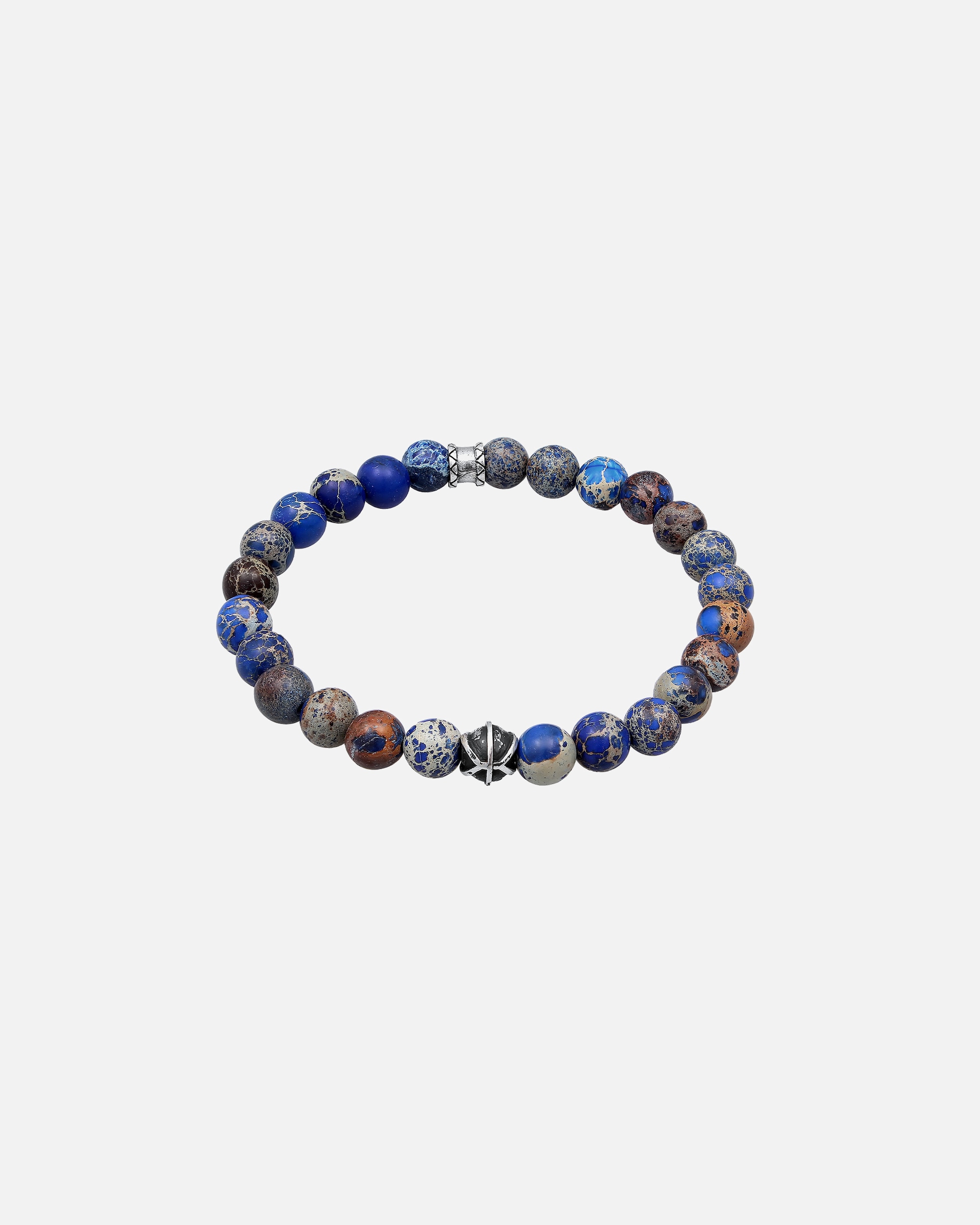 Armband für Männlich KUZZOI Herren Achat Blau Beads Oxidiert 925er Silber 21
