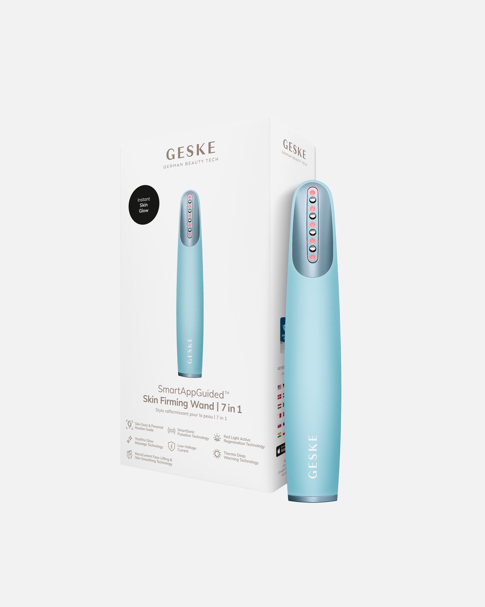 Elektrisches Gesichtsmassagegerät für Unisex GESKE GESKE Skin Firming Wand | 7 in 1 | Anti-Aging | Mikrostrom Facelift Turquoise