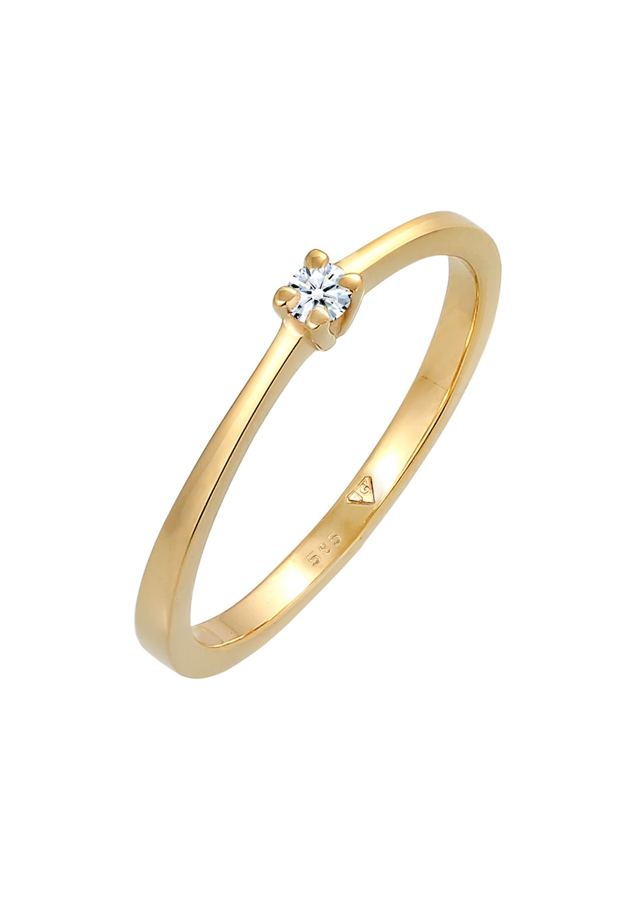 Elli DIAMONDS Solitär Verlobung Diamant 0.11 ct. 585 Gelbgold 54 Damen
