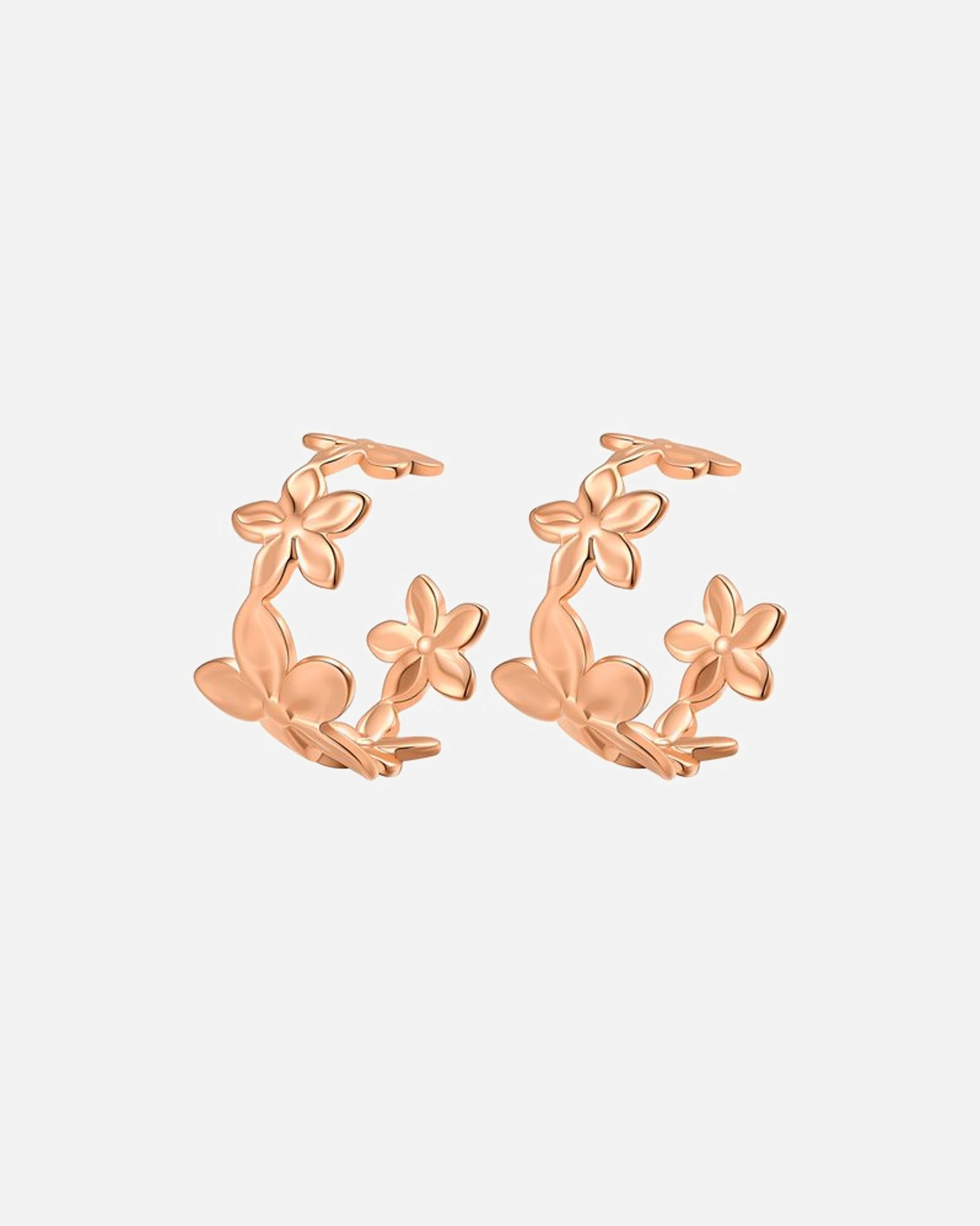 Ohrringe für Weiblich Hey Happiness Default Brand Line Blüten Creolen – Edelstahl Statement Ohrringe Rosegold