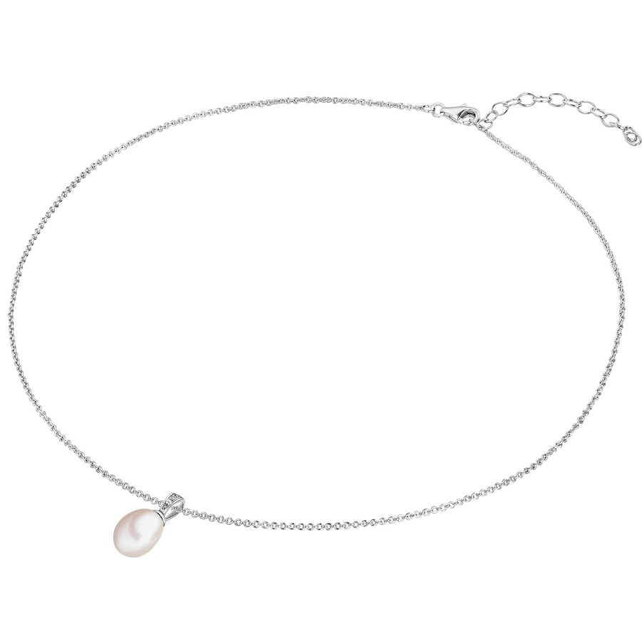 Lulu & Jane Diamant-Kette Sterling Silber Diamant Süßwasser-Zuchtperle in 40 cm + 5 Damen